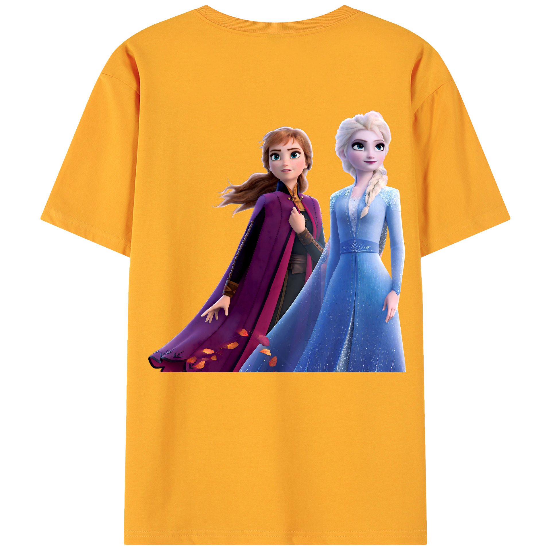 （画像用） アナと雪の女王 アンナ エルサ Frozen Anna Elsa 綿100％ メンズ半袖Tシャツ（バックプリント） 通気性