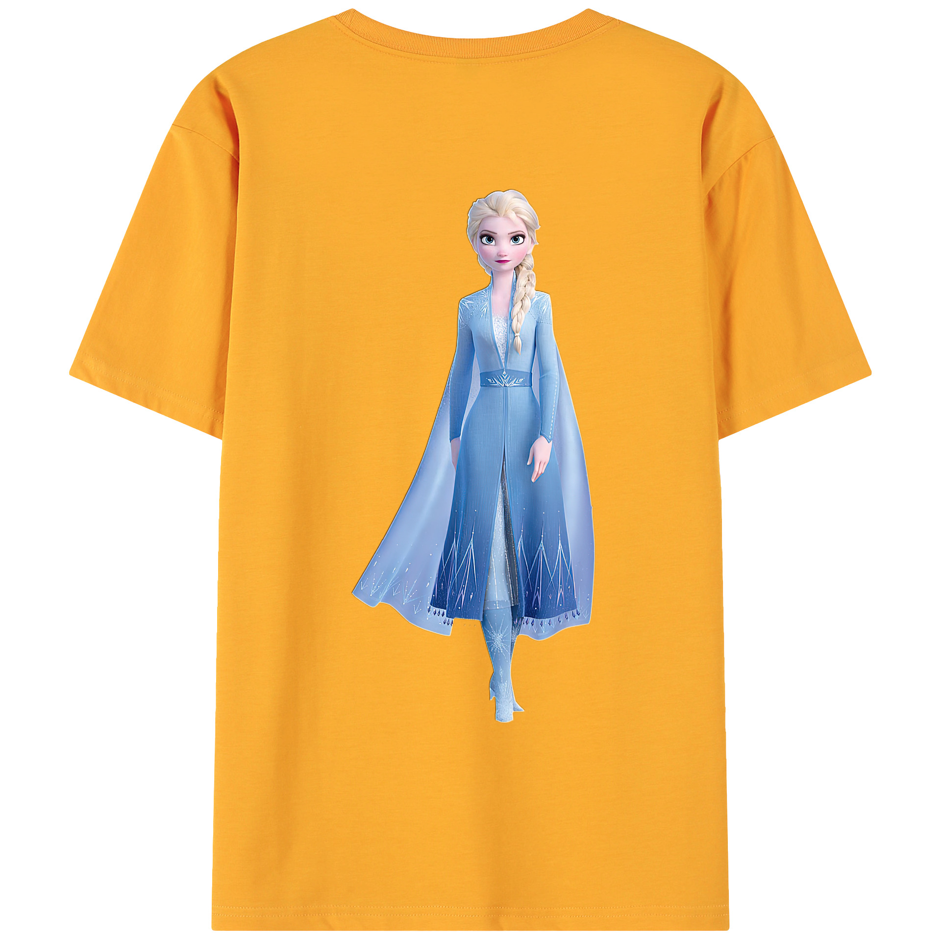 （画像用） アナと雪の女王 アンナ エルサ Frozen Anna Elsa 綿100％ メンズ半袖Tシャツ（バックプリント） 通気性