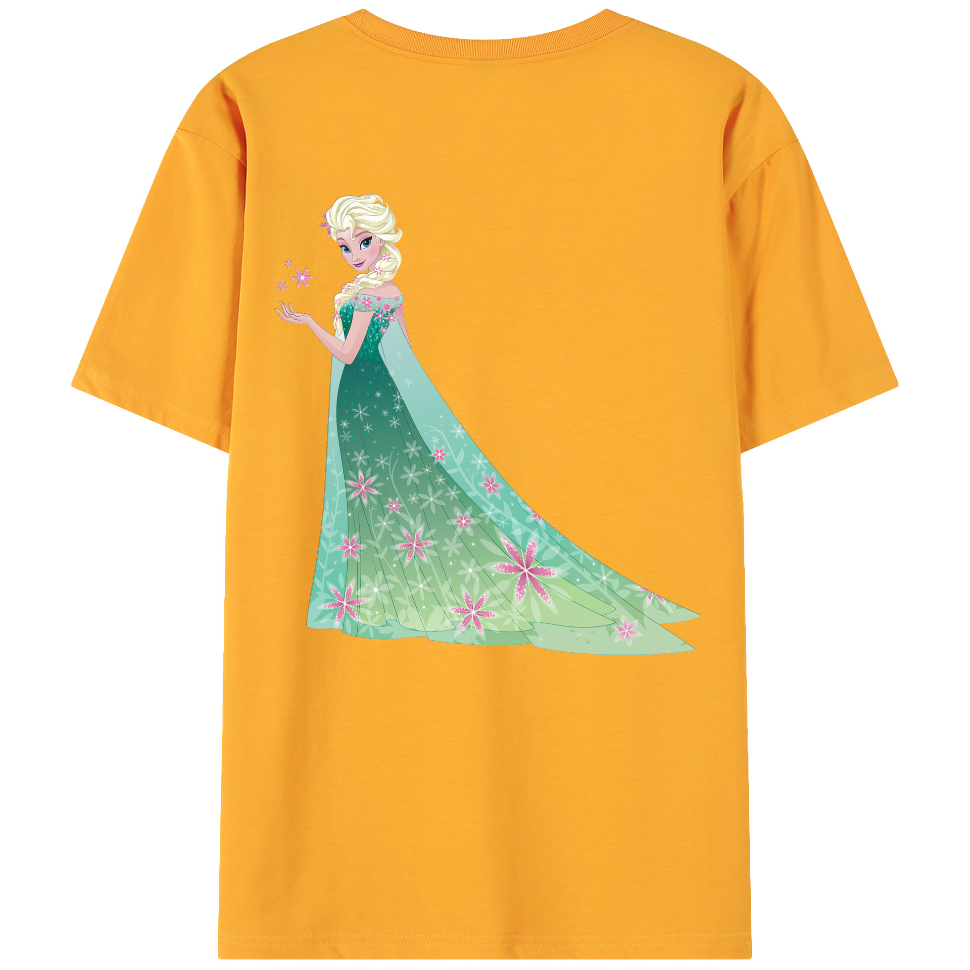 （画像用） アナと雪の女王 アンナ エルサ Frozen Anna Elsa 綿100％ メンズ半袖Tシャツ（バックプリント） 通気性