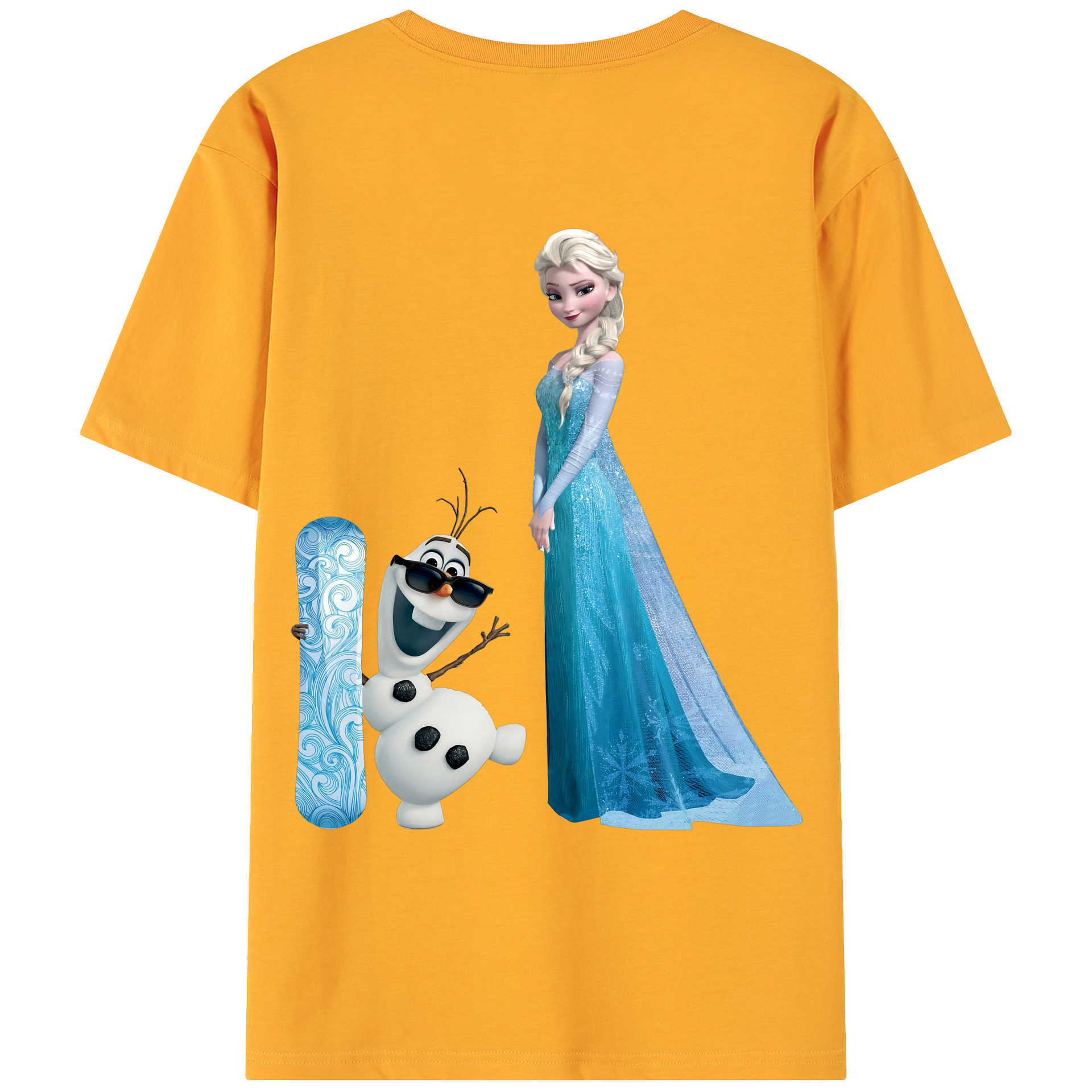 （画像用） アナと雪の女王 アンナ エルサ Frozen Anna Elsa 綿100％ メンズ半袖Tシャツ（バックプリント） 通気性