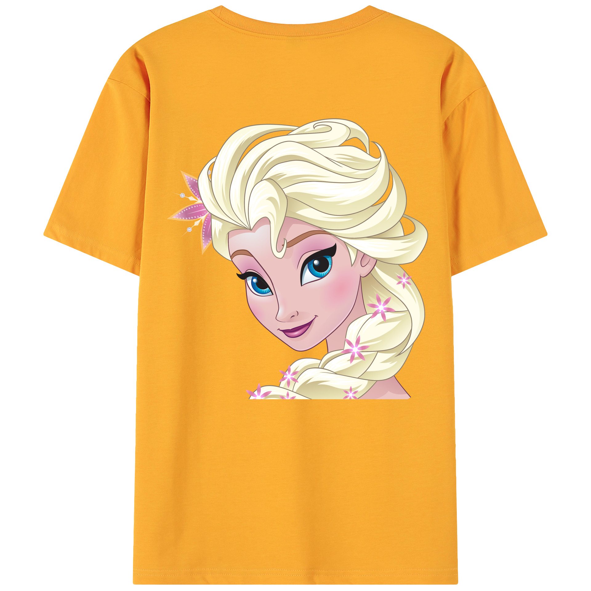 （画像用） アナと雪の女王 アンナ エルサ Frozen Anna Elsa 綿100％ メンズ半袖Tシャツ（バックプリント） 通気性