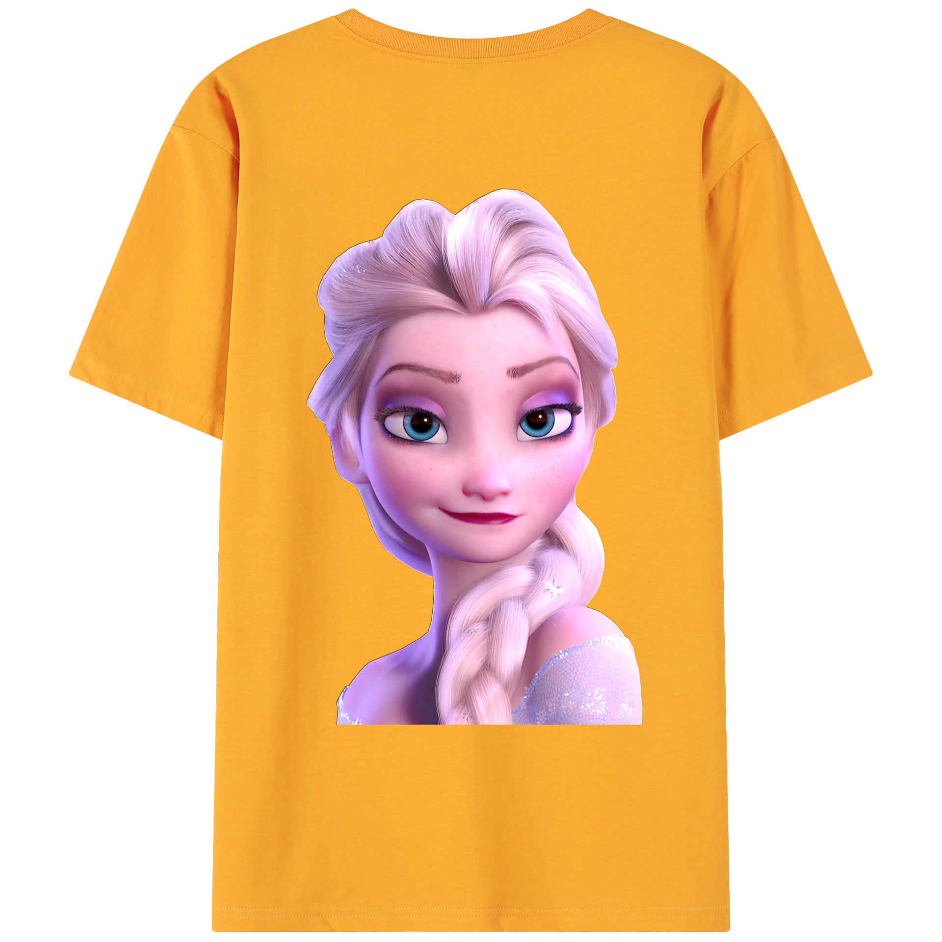 （画像用） アナと雪の女王 アンナ エルサ Frozen Anna Elsa 綿100％ メンズ半袖Tシャツ（バックプリント） 通気性
