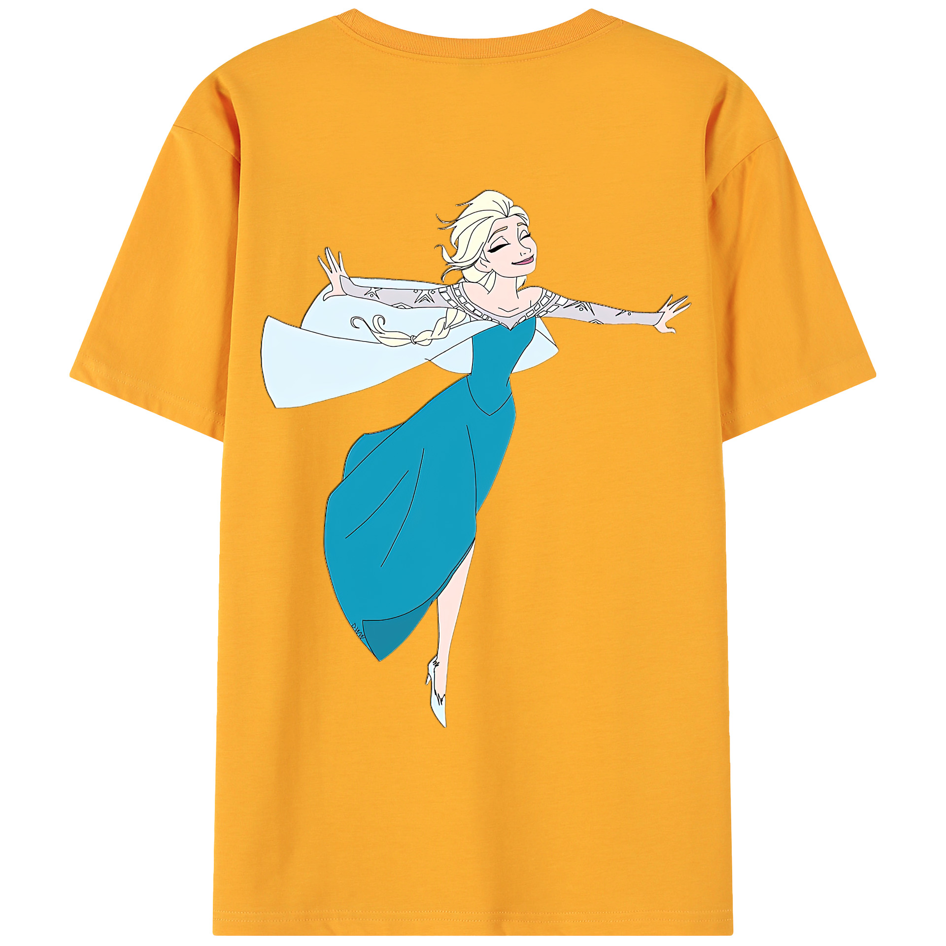 （画像用） アナと雪の女王 アンナ エルサ Frozen Anna Elsa 綿100％ メンズ半袖Tシャツ（バックプリント） 通気性