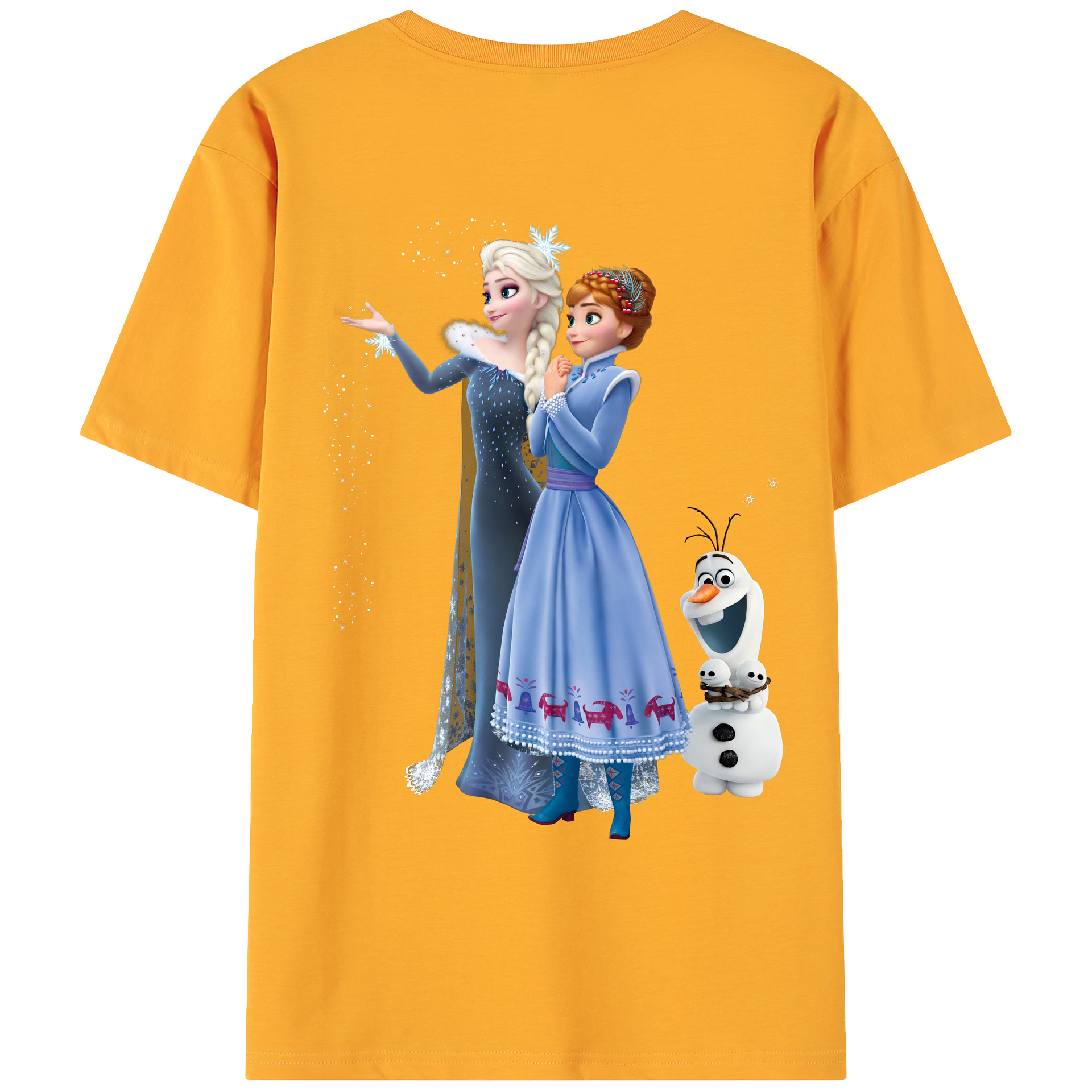 （画像用） アナと雪の女王 アンナ エルサ Frozen Anna Elsa 綿100％ メンズ半袖Tシャツ（バックプリント） 通気性