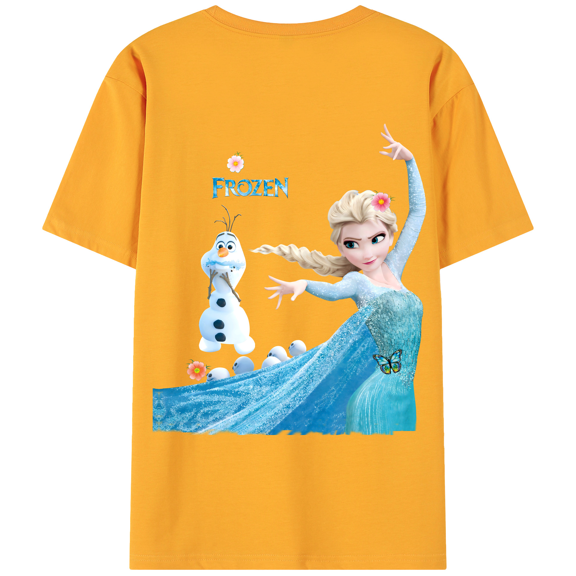 （画像用） アナと雪の女王 アンナ エルサ Frozen Anna Elsa 綿100％ メンズ半袖Tシャツ（バックプリント） 通気性