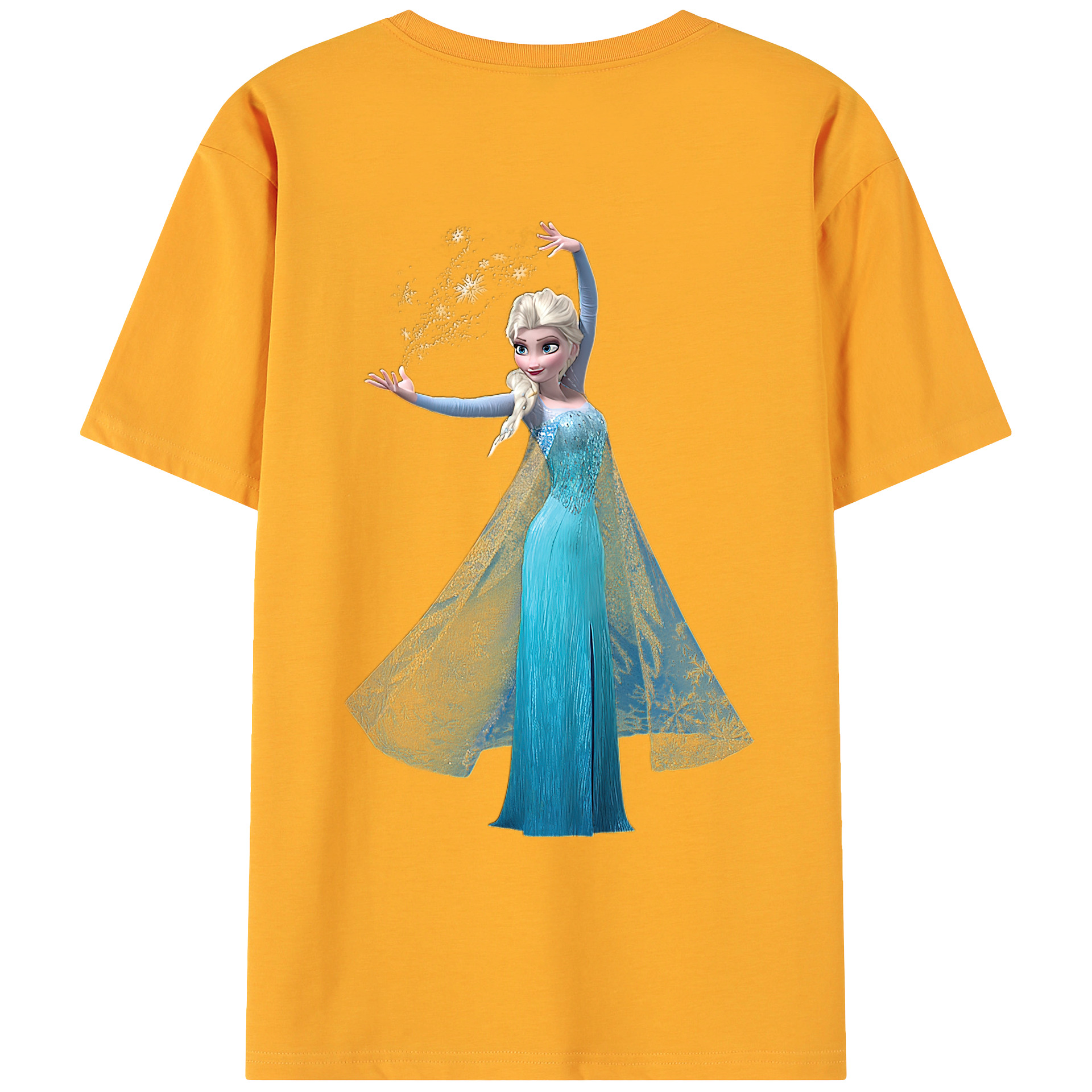 （画像用） アナと雪の女王 アンナ エルサ Frozen Anna Elsa 綿100％ メンズ半袖Tシャツ（バックプリント） 通気性