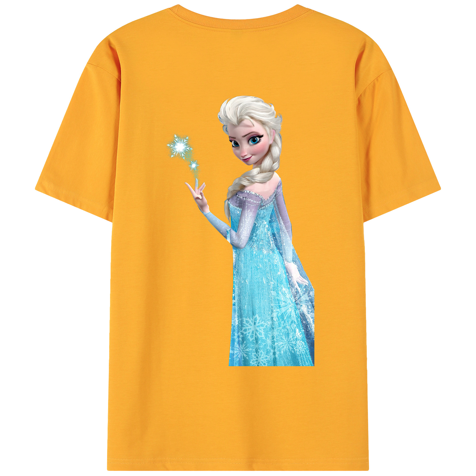 （画像用） アナと雪の女王 アンナ エルサ Frozen Anna Elsa 綿100％ メンズ半袖Tシャツ（バックプリント） 通気性