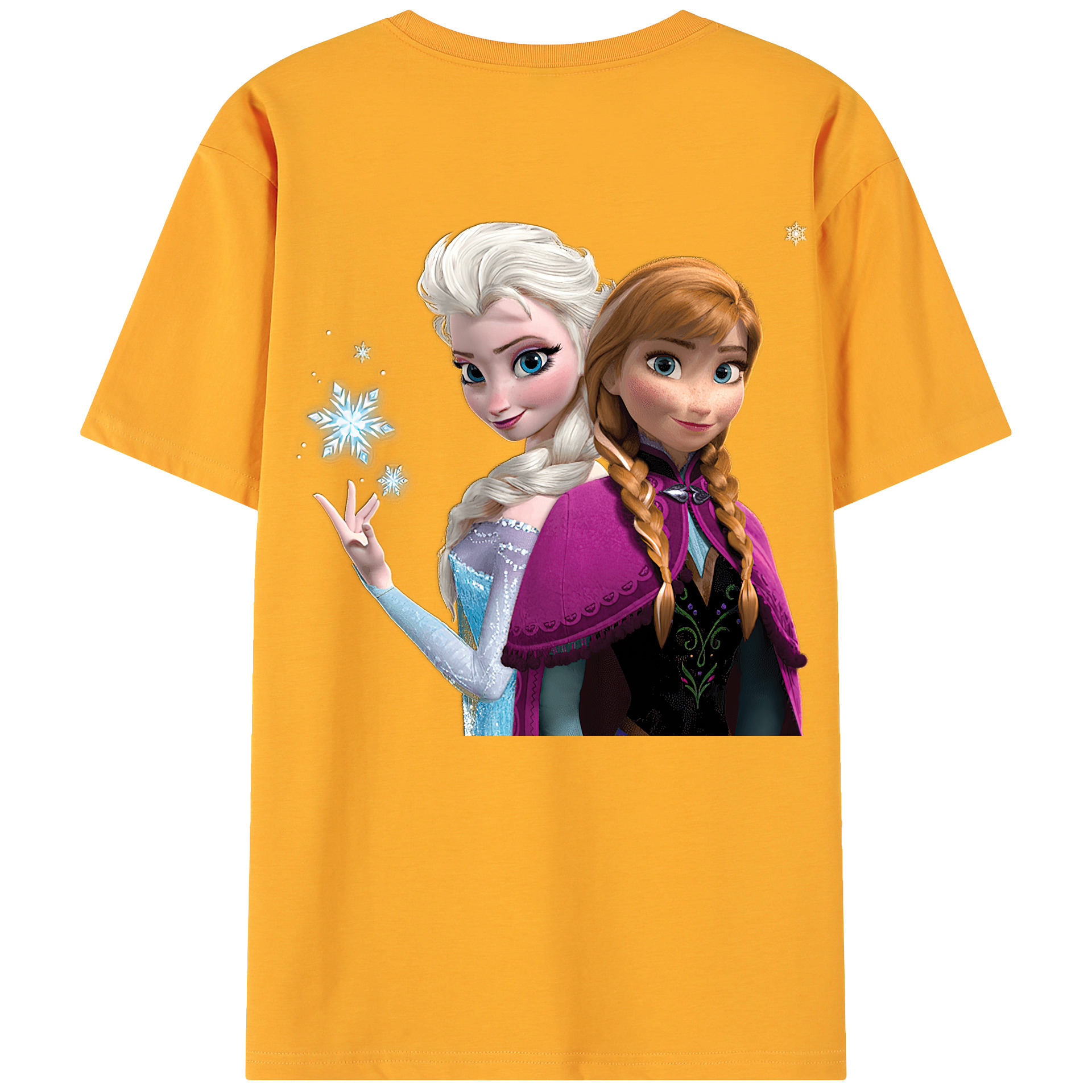 （画像用） アナと雪の女王 アンナ エルサ Frozen Anna Elsa 綿100％ メンズ半袖Tシャツ（バックプリント） 通気性