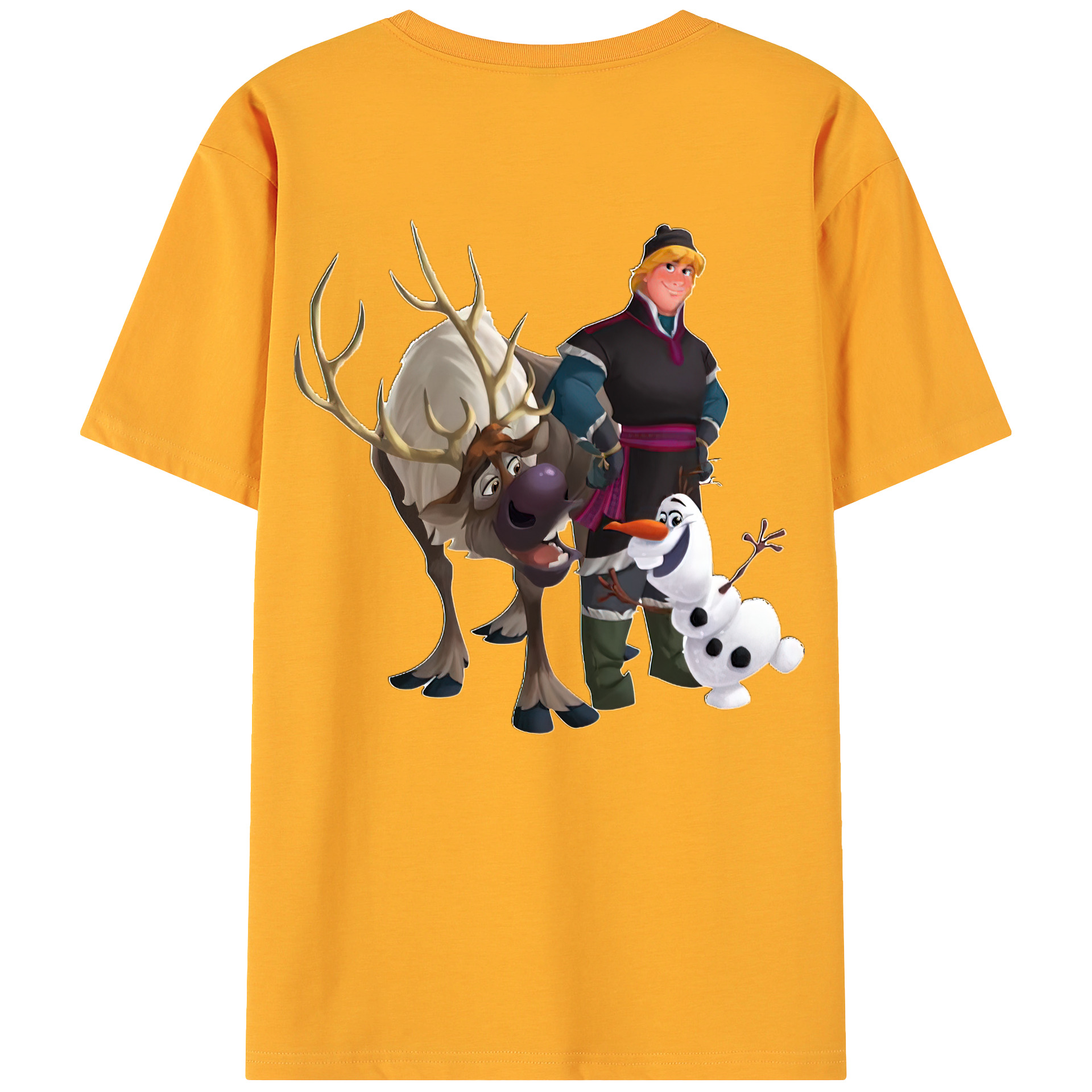 （画像用） アナと雪の女王 アンナ エルサ Frozen Anna Elsa 綿100％ メンズ半袖Tシャツ（バックプリント） 通気性