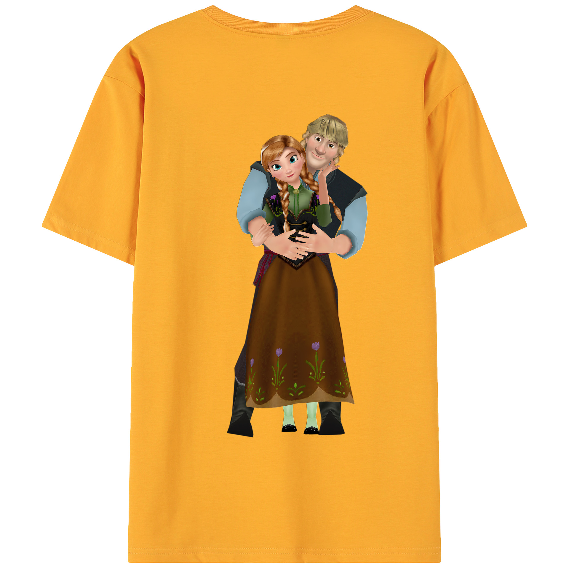 （画像用） アナと雪の女王 アンナ エルサ Frozen Anna Elsa 綿100％ メンズ半袖Tシャツ（バックプリント） 通気性