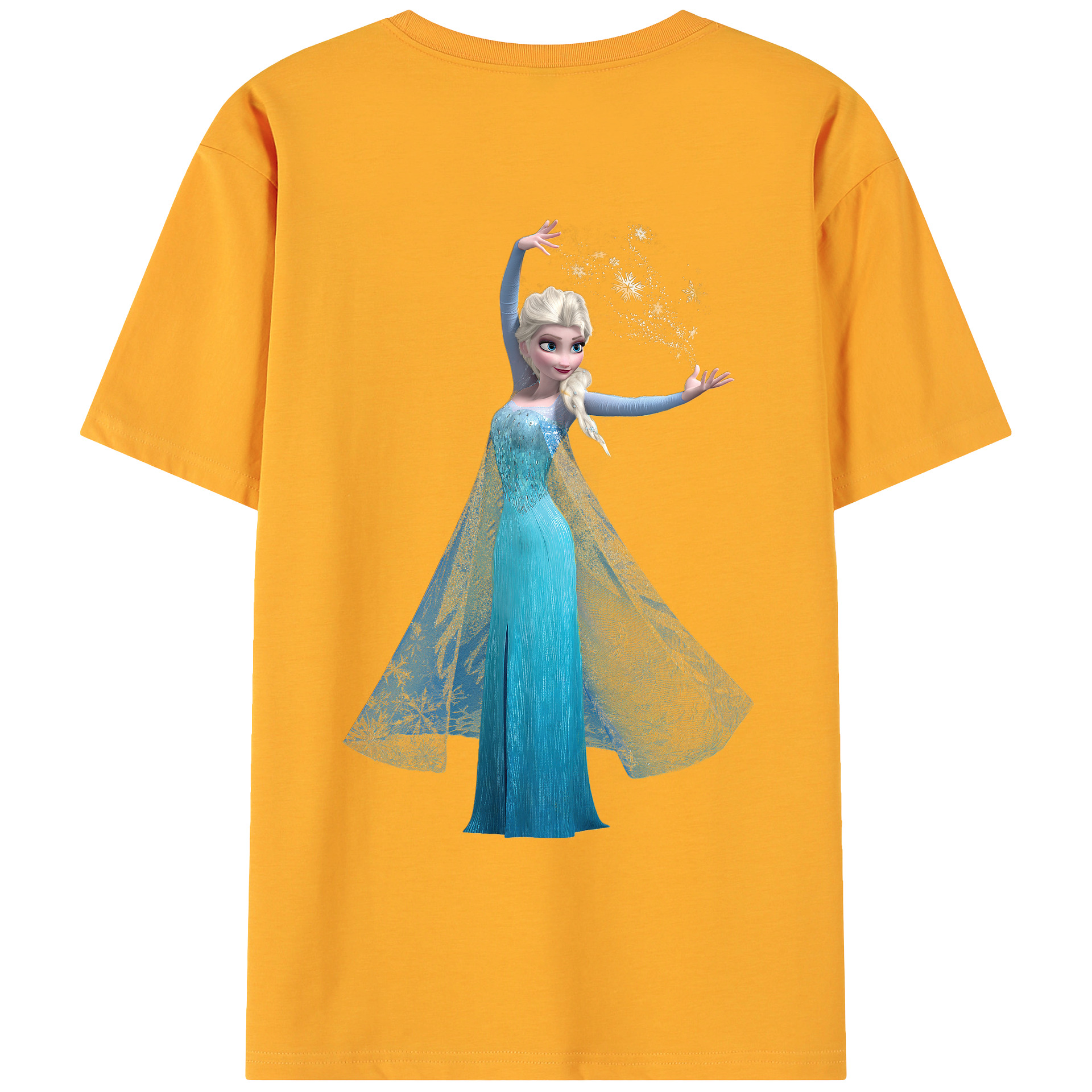 （画像用） アナと雪の女王 アンナ エルサ Frozen Anna Elsa 綿100％ メンズ半袖Tシャツ（バックプリント） 通気性
