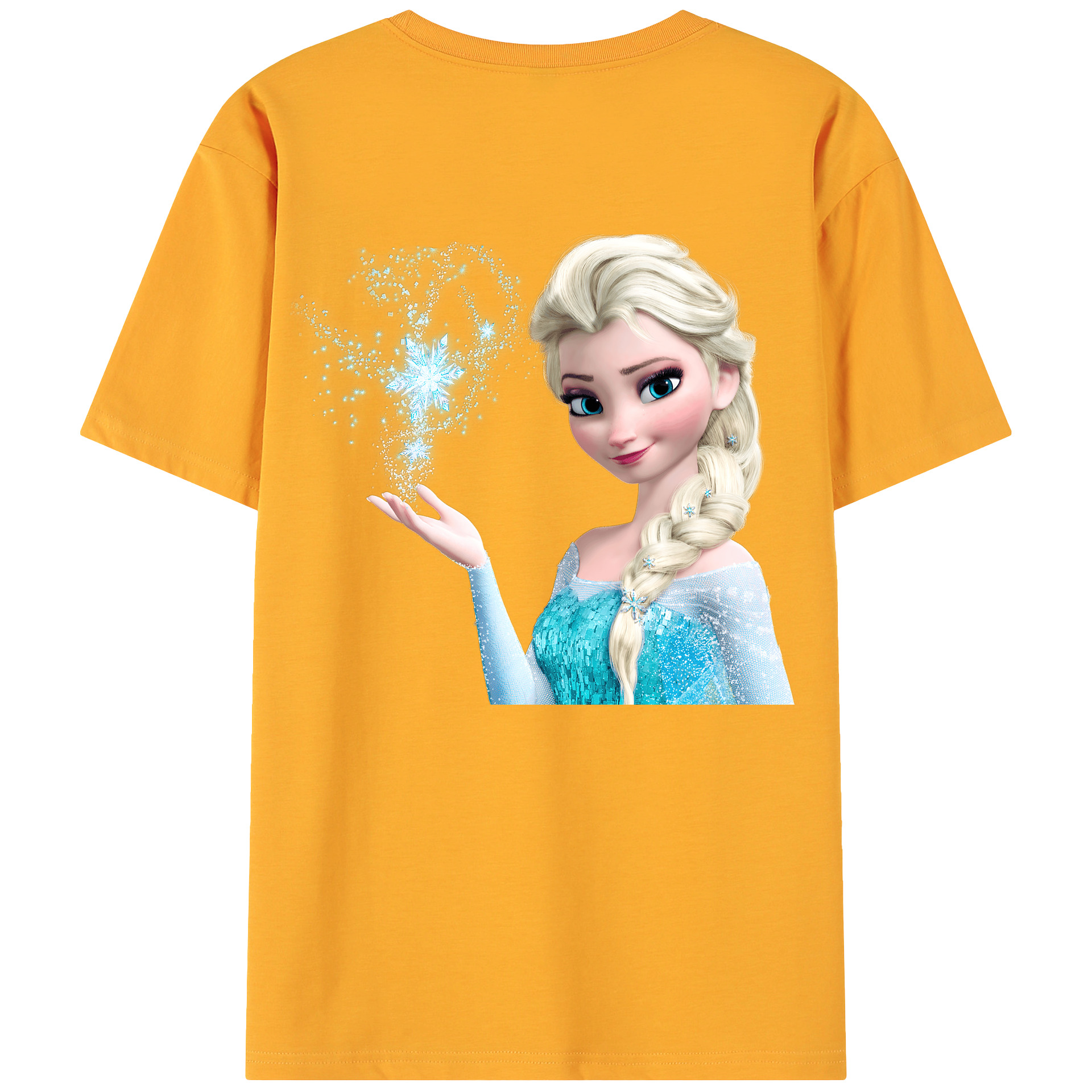 （画像用） アナと雪の女王 アンナ エルサ Frozen Anna Elsa 綿100％ メンズ半袖Tシャツ（バックプリント） 通気性