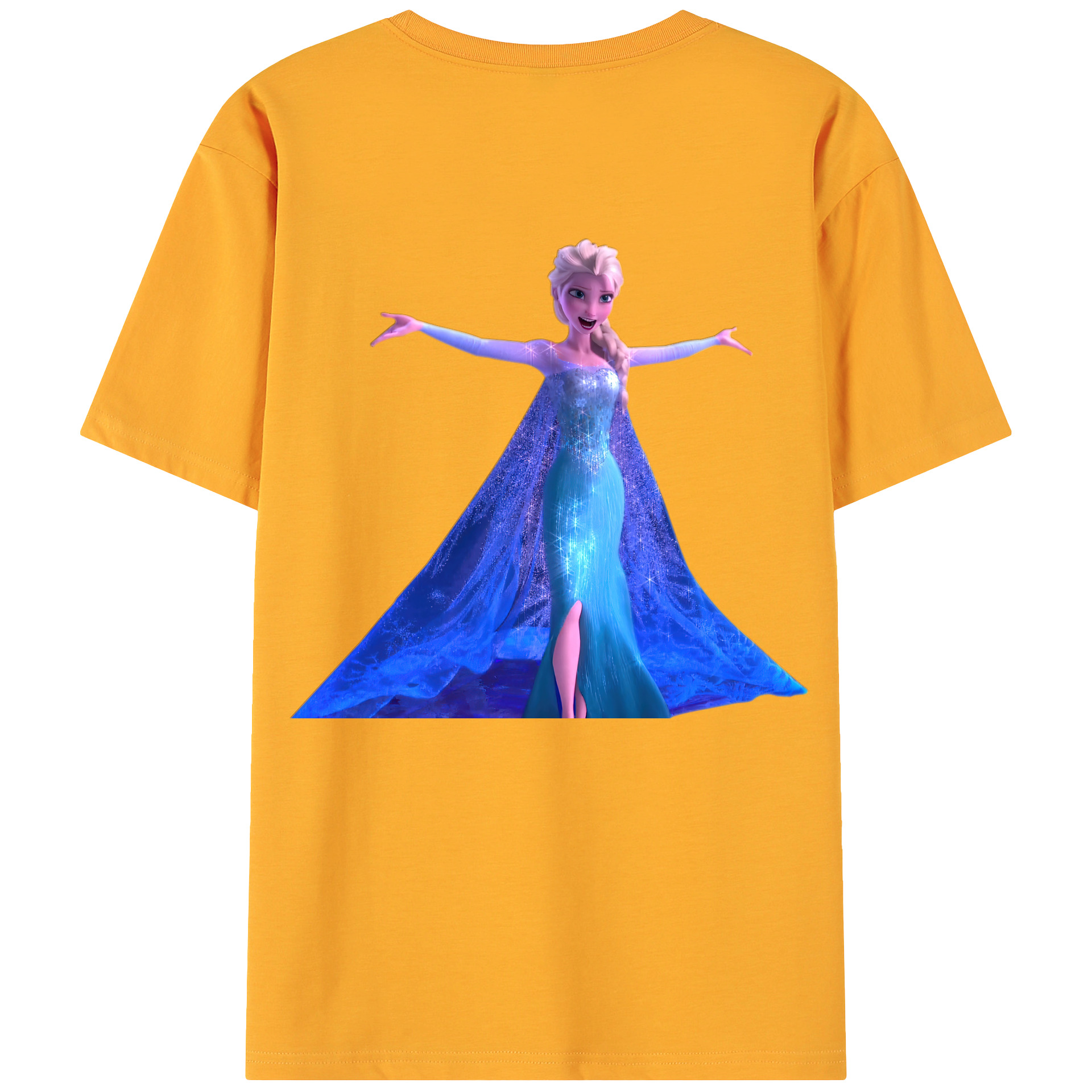 （画像用） アナと雪の女王 アンナ エルサ Frozen Anna Elsa 綿100％ メンズ半袖Tシャツ（バックプリント） 通気性