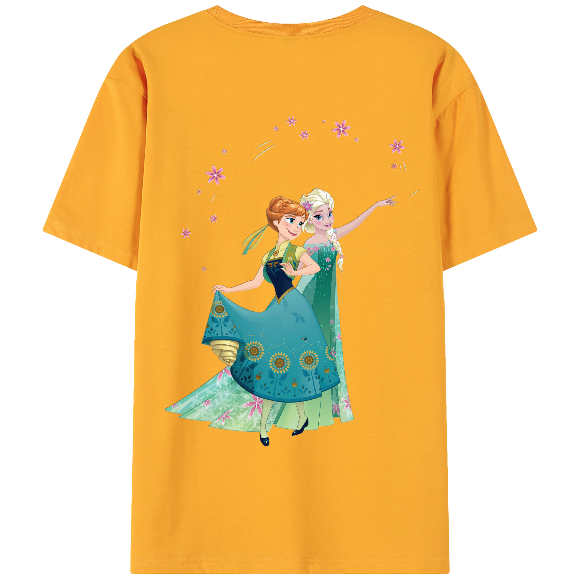 （画像用） アナと雪の女王 アンナ エルサ Frozen Anna Elsa 綿100％ メンズ半袖Tシャツ（バックプリント） 通気性