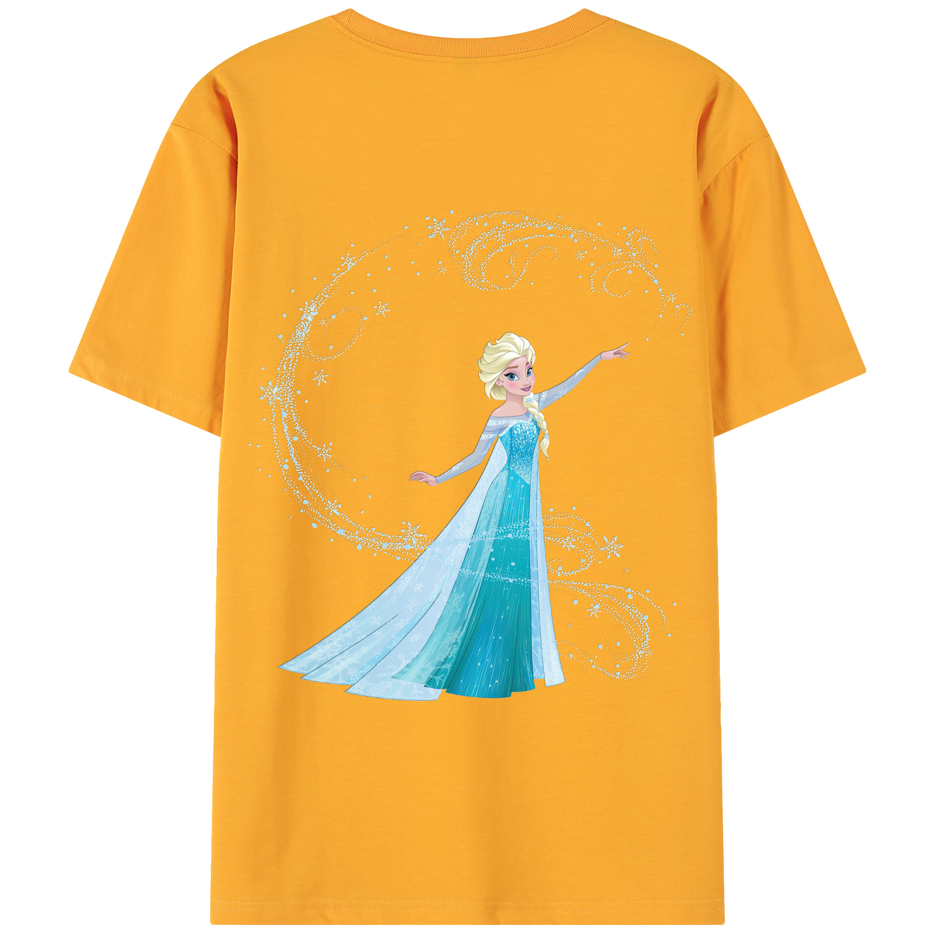（画像用） アナと雪の女王 アンナ エルサ Frozen Anna Elsa 綿100％ メンズ半袖Tシャツ（バックプリント） 通気性