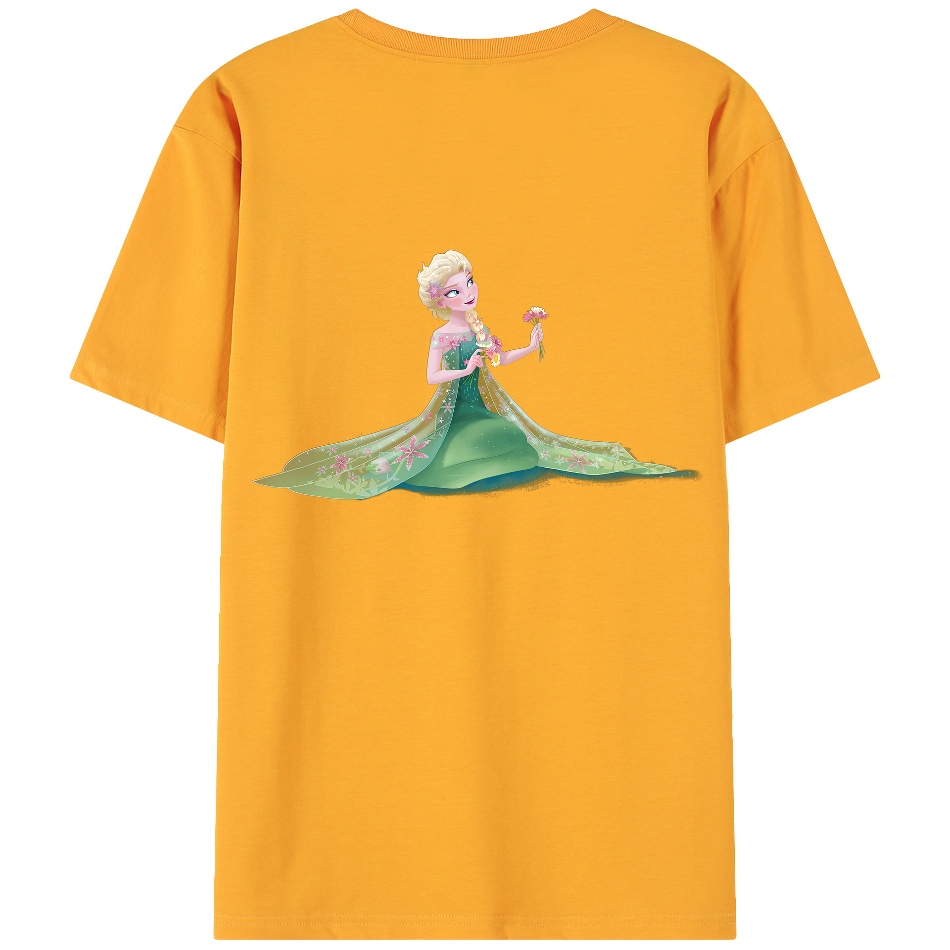（画像用） アナと雪の女王 アンナ エルサ Frozen Anna Elsa 綿100％ メンズ半袖Tシャツ（バックプリント） 通気性