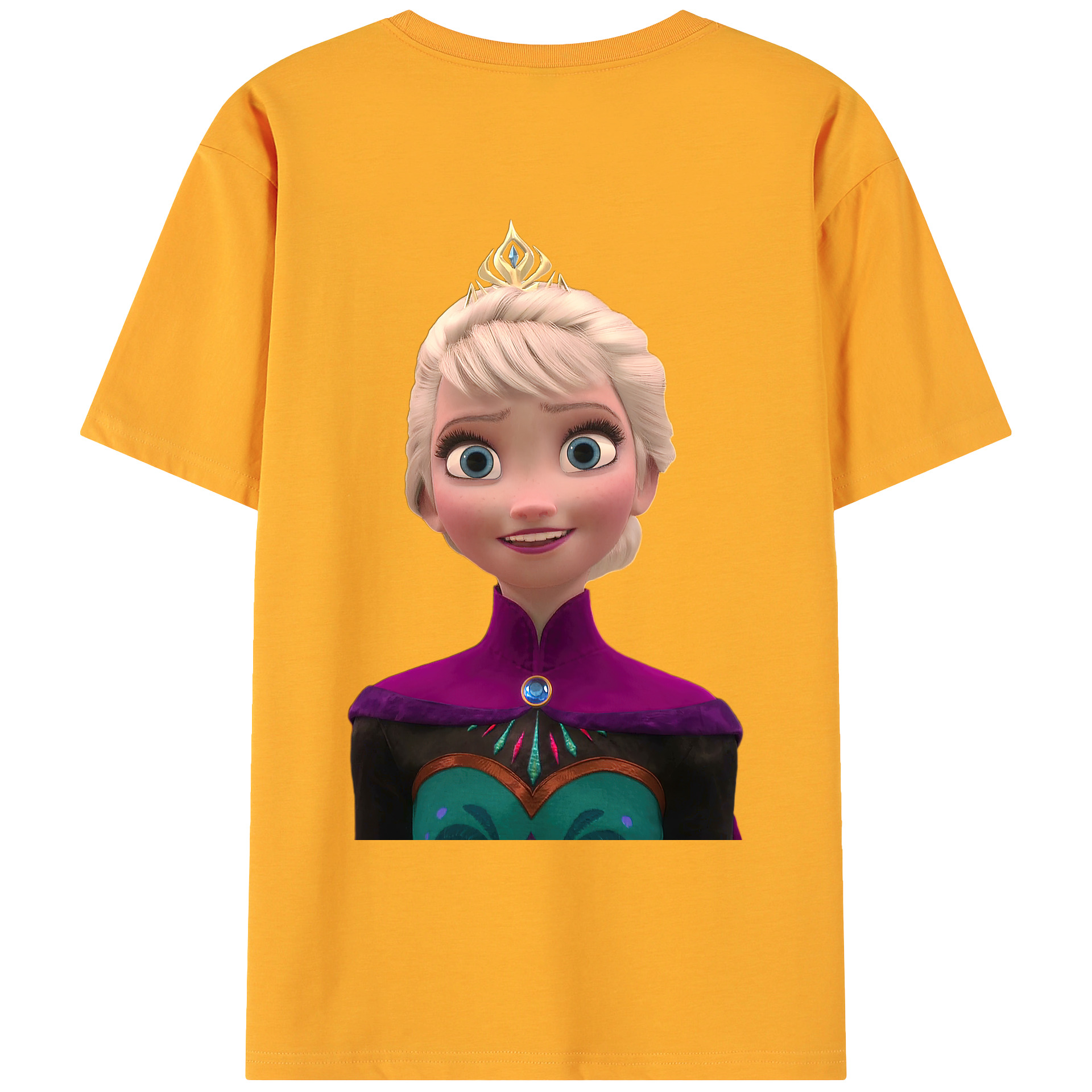 （画像用） アナと雪の女王 アンナ エルサ Frozen Anna Elsa 綿100％ メンズ半袖Tシャツ（バックプリント） 通気性