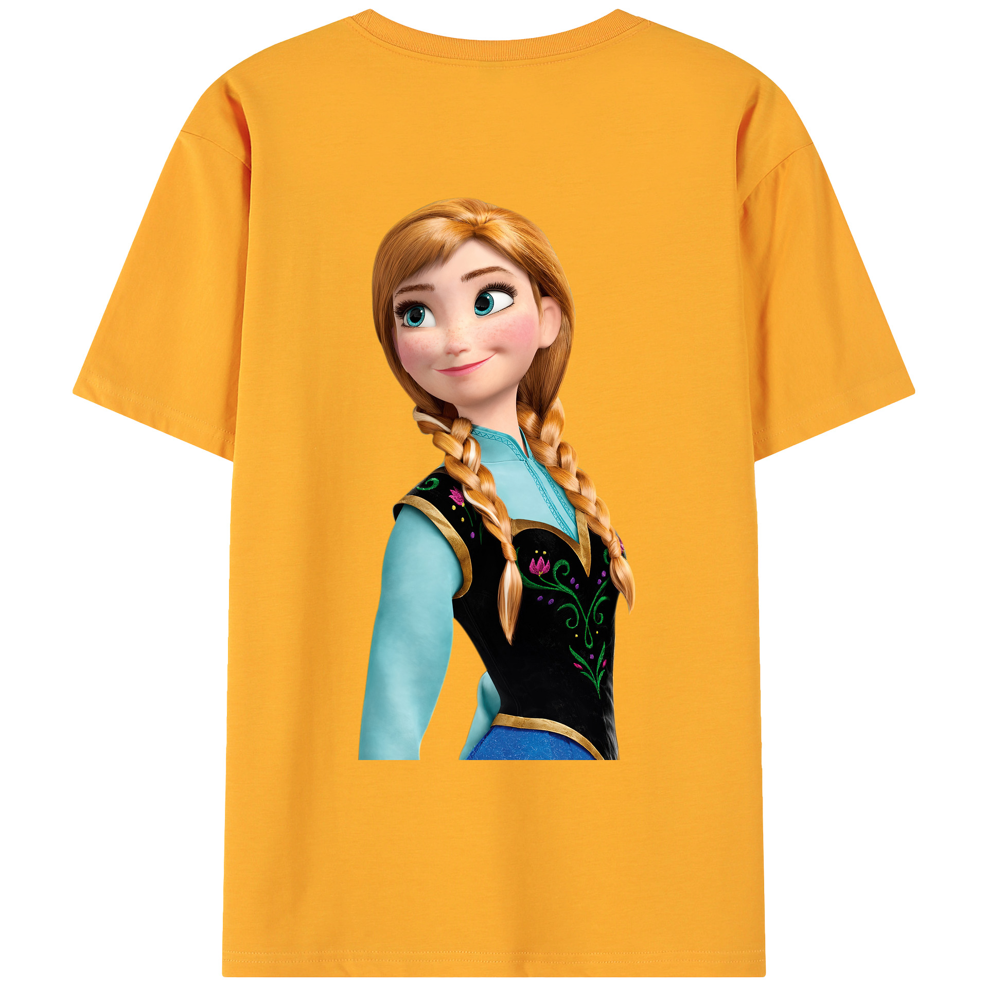 （画像用） アナと雪の女王 アンナ エルサ Frozen Anna Elsa 綿100％ メンズ半袖Tシャツ（バックプリント） 通気性
