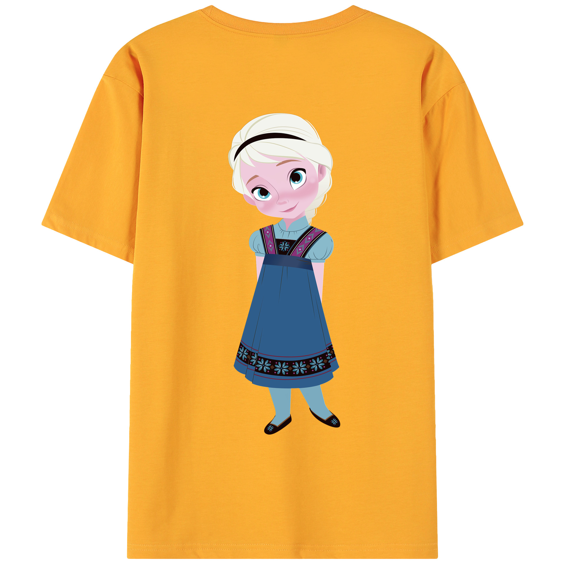 （画像用） アナと雪の女王 アンナ エルサ Frozen Anna Elsa 綿100％ メンズ半袖Tシャツ（バックプリント） 通気性