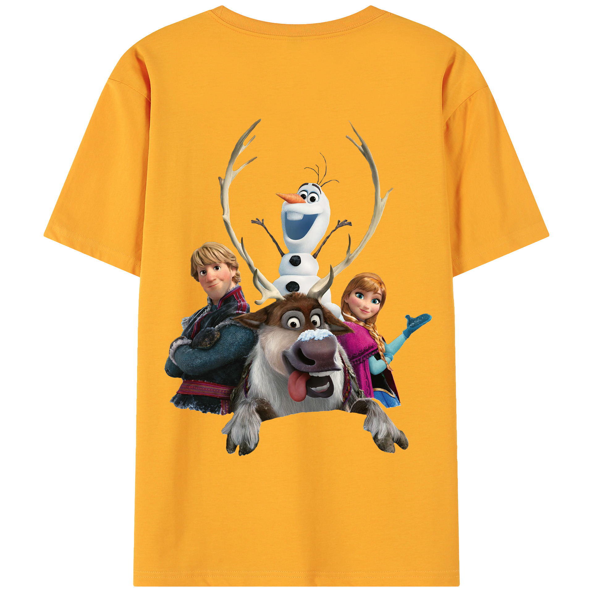 （画像用） アナと雪の女王 アンナ エルサ Frozen Anna Elsa 綿100％ メンズ半袖Tシャツ（バックプリント） 通気性