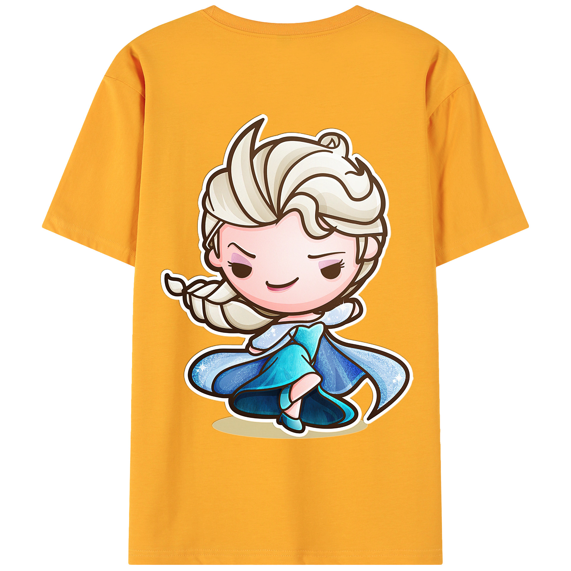 （画像用） アナと雪の女王 アンナ エルサ Frozen Anna Elsa 綿100％ メンズ半袖Tシャツ（バックプリント） 通気性