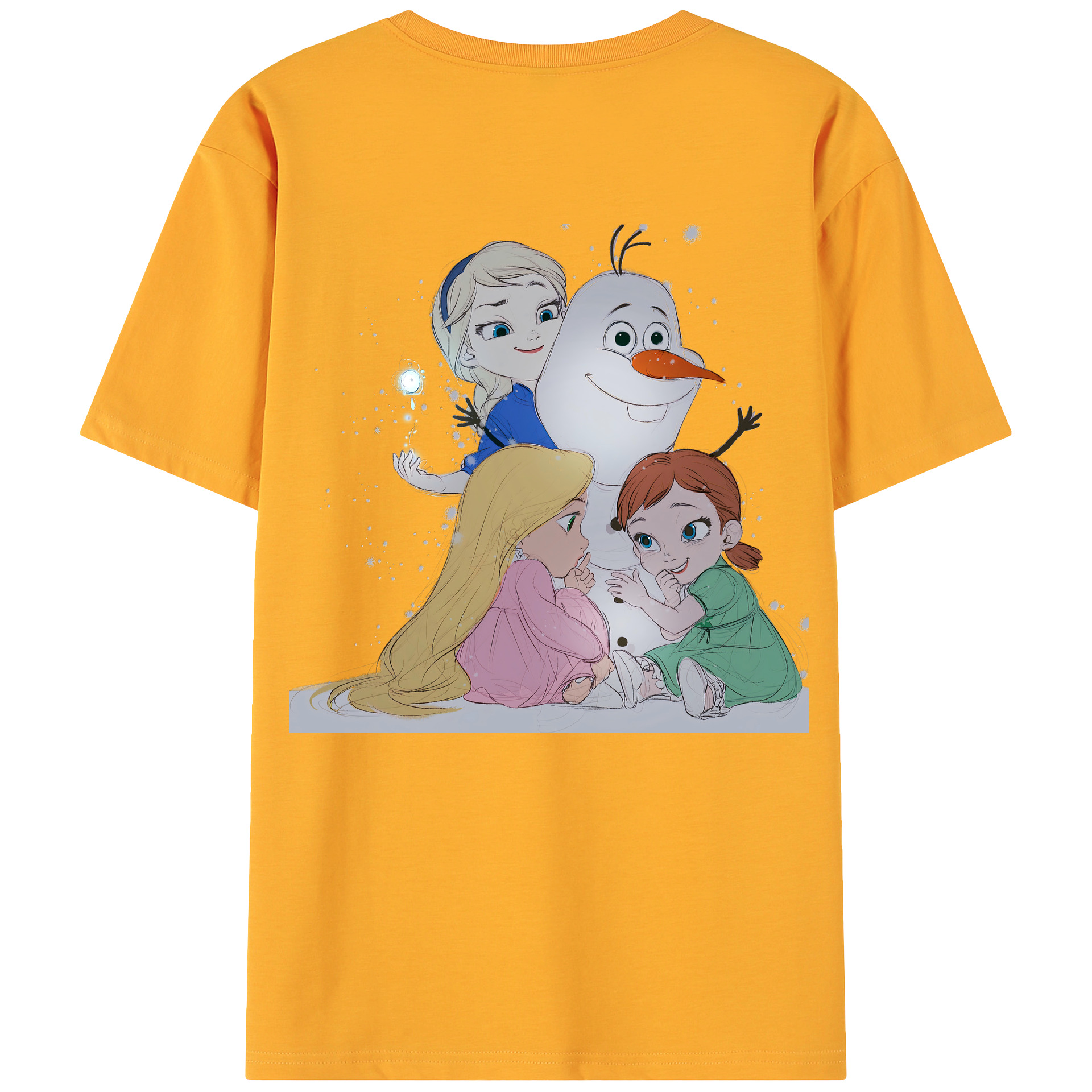 （画像用） アナと雪の女王 アンナ エルサ Frozen Anna Elsa 綿100％ メンズ半袖Tシャツ（バックプリント） 通気性