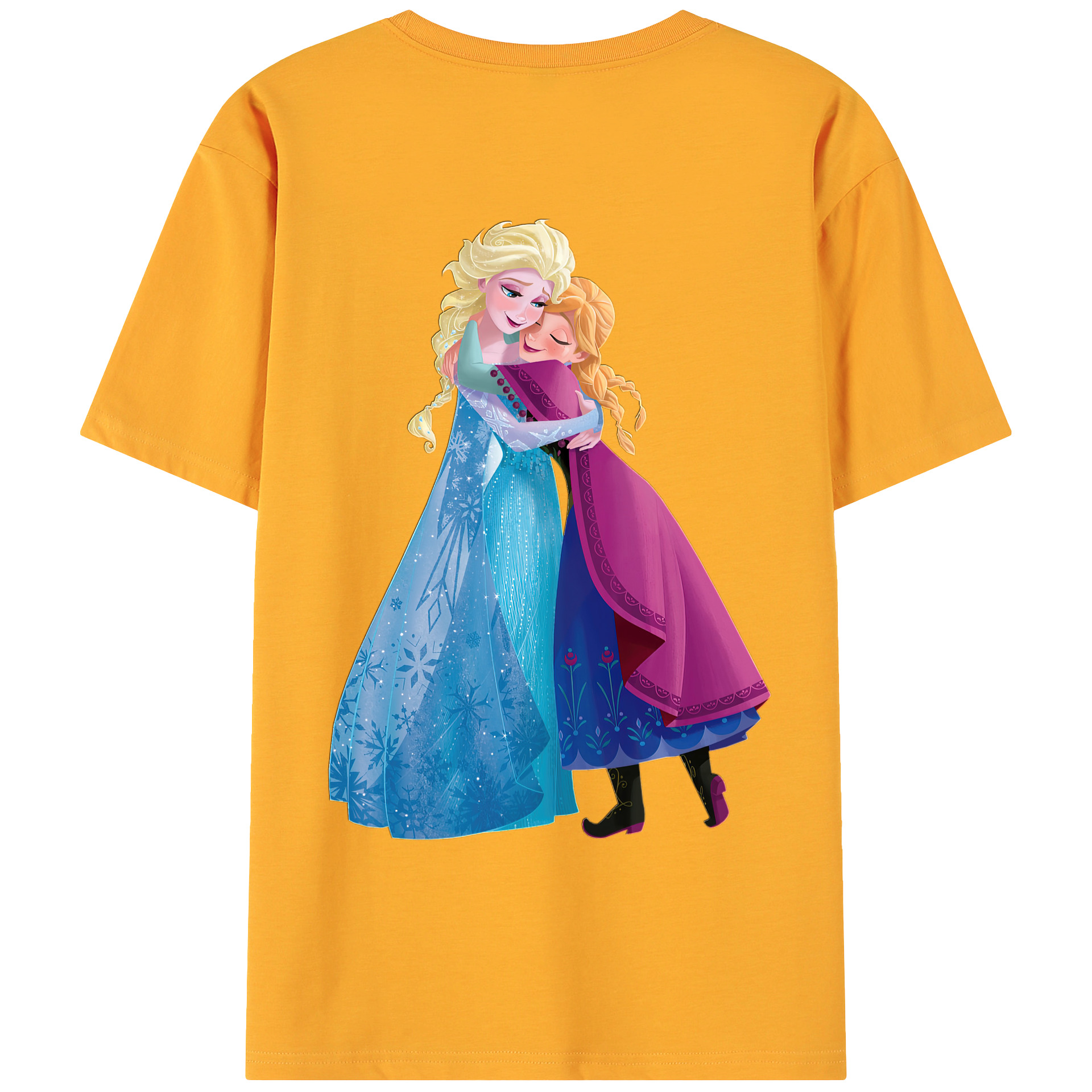 （画像用） アナと雪の女王 アンナ エルサ Frozen Anna Elsa 綿100％ メンズ半袖Tシャツ（バックプリント） 通気性