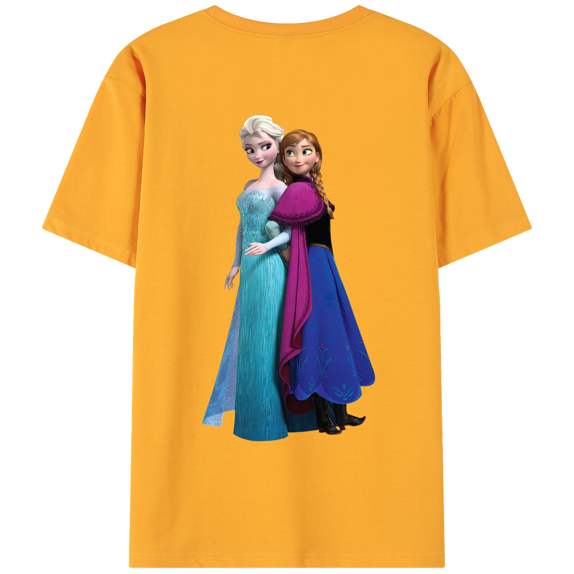 （画像用） アナと雪の女王 アンナ エルサ Frozen Anna Elsa 綿100％ メンズ半袖Tシャツ（バックプリント） 通気性