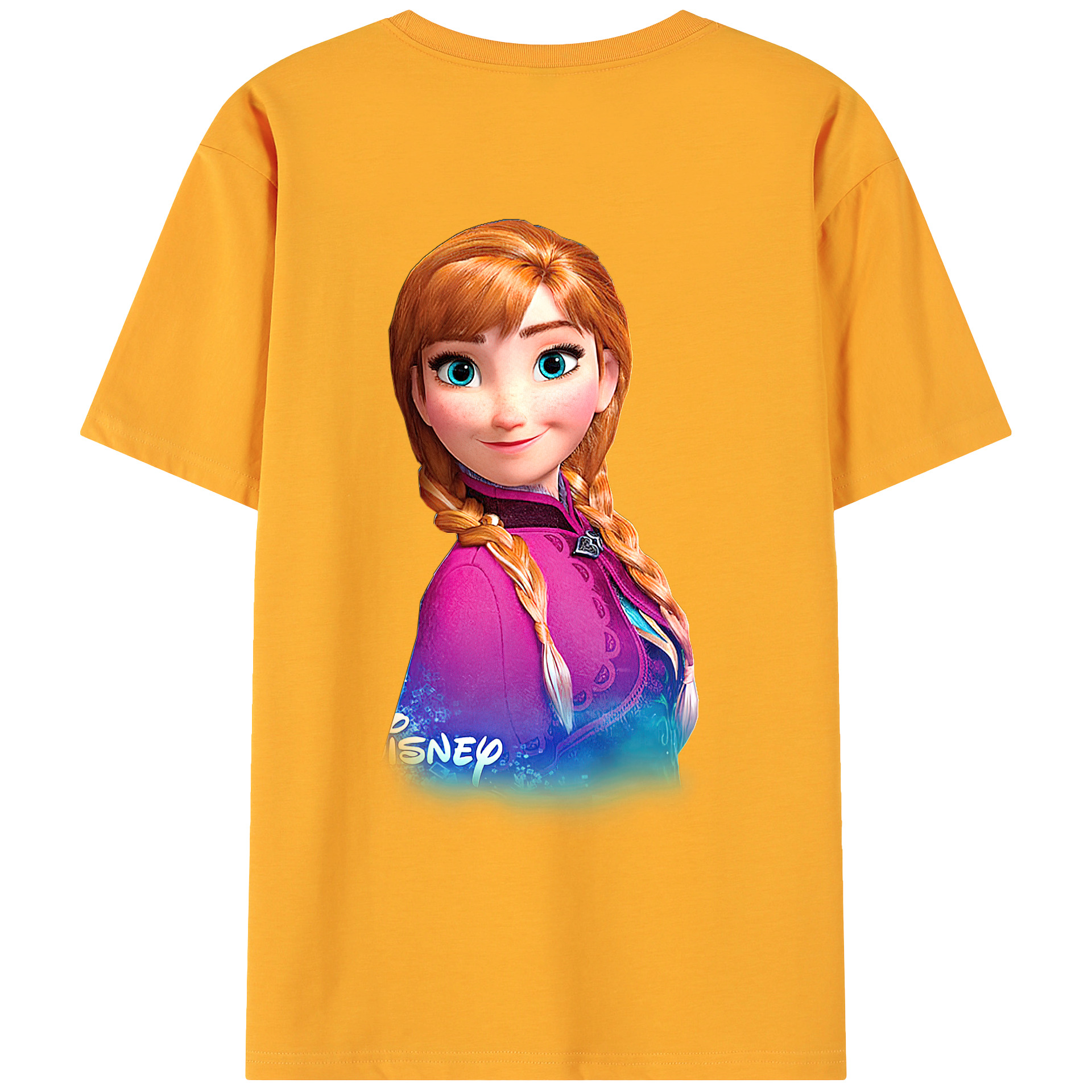 （画像用） アナと雪の女王 アンナ エルサ Frozen Anna Elsa 綿100％ メンズ半袖Tシャツ（バックプリント） 通気性