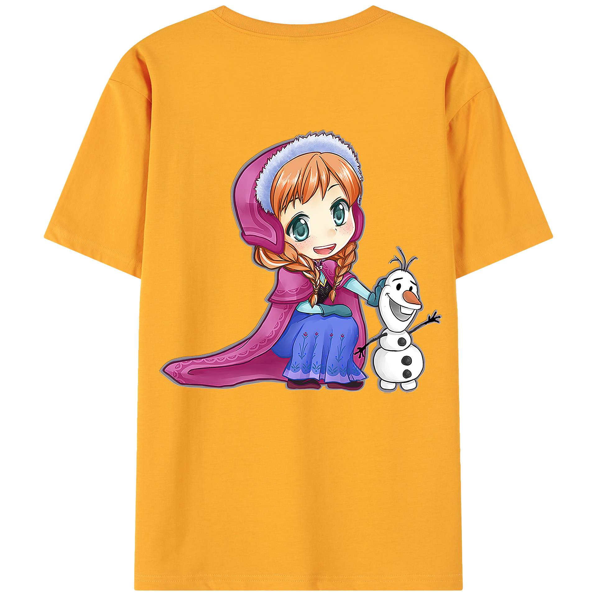 （画像用） アナと雪の女王 アンナ エルサ Frozen Anna Elsa 綿100％ メンズ半袖Tシャツ（バックプリント） 通気性