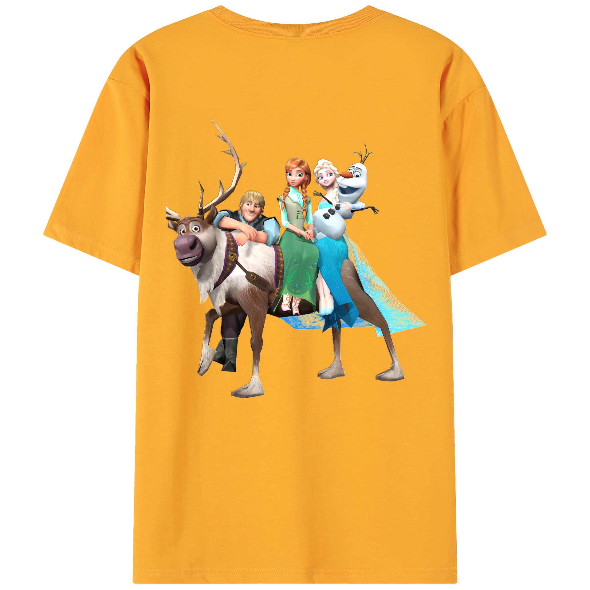 （画像用） アナと雪の女王 アンナ エルサ Frozen Anna Elsa 綿100％ メンズ半袖Tシャツ（バックプリント） 通気性