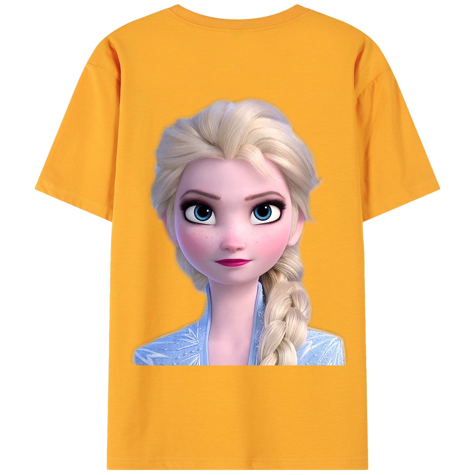（画像用） アナと雪の女王 アンナ エルサ Frozen Anna Elsa 綿100％ メンズ半袖Tシャツ（バックプリント） 通気性