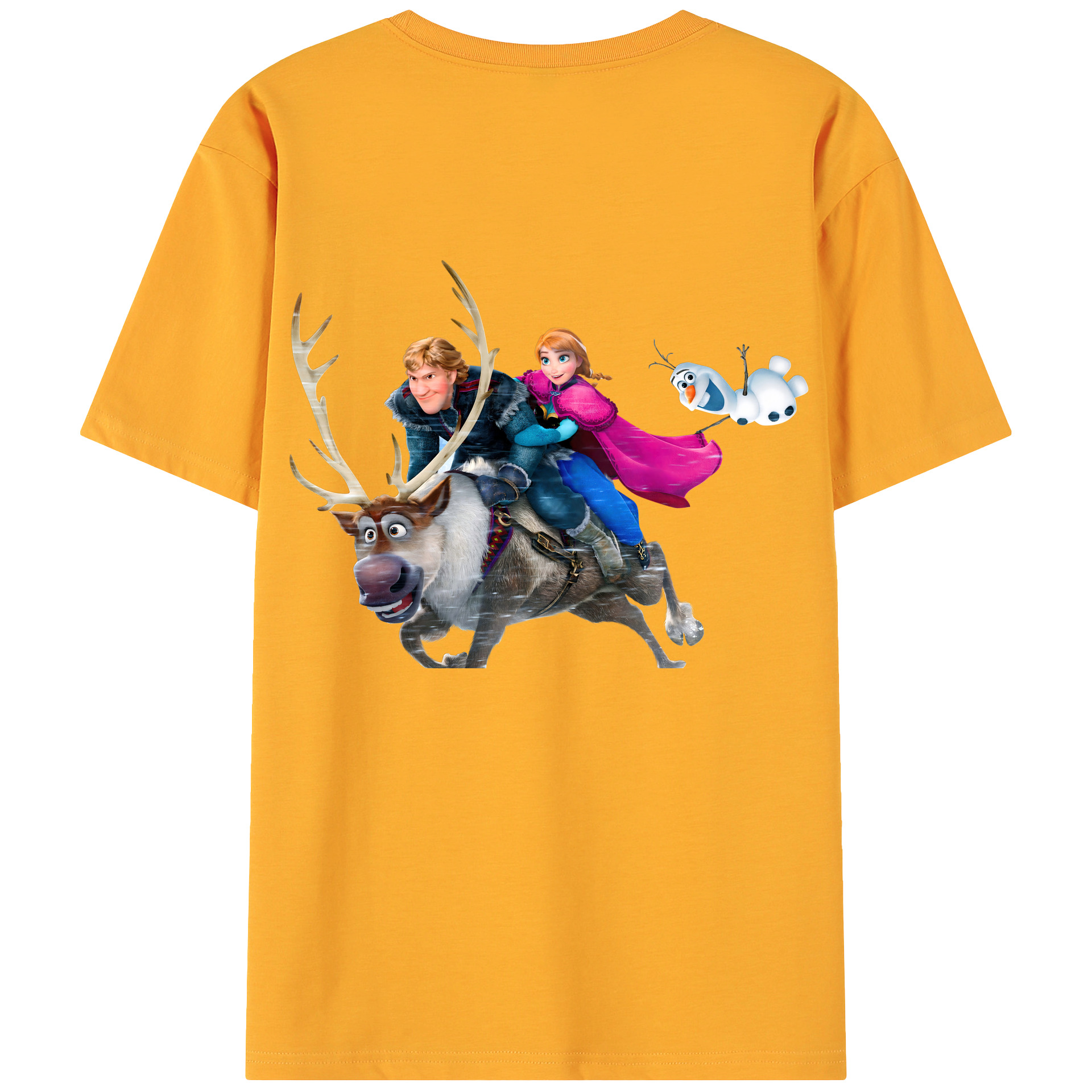 （画像用） アナと雪の女王 アンナ エルサ Frozen Anna Elsa 綿100％ メンズ半袖Tシャツ（バックプリント） 通気性
