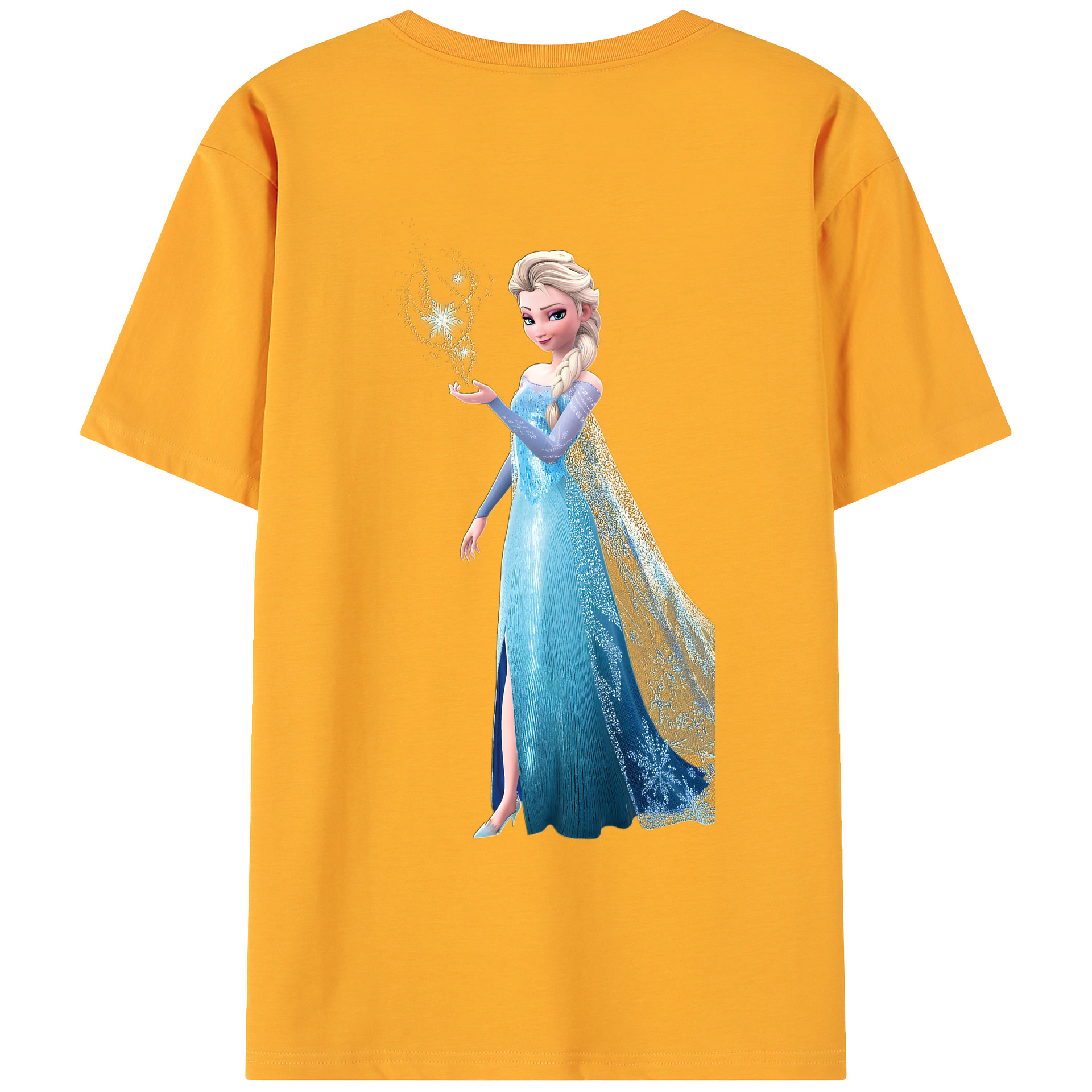 （画像用） アナと雪の女王 アンナ エルサ Frozen Anna Elsa 綿100％ メンズ半袖Tシャツ（バックプリント） 通気性