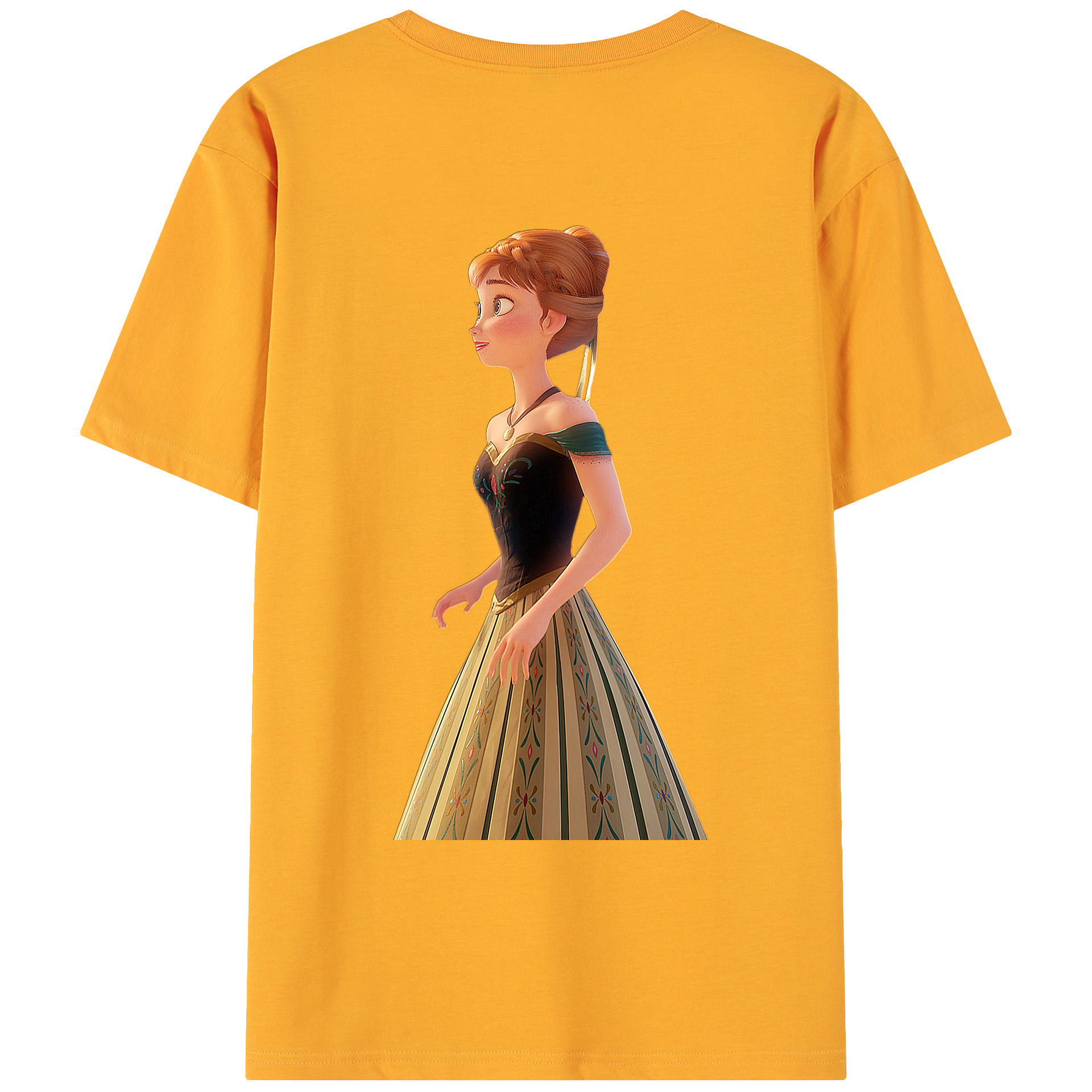 （画像用） アナと雪の女王 アンナ エルサ Frozen Anna Elsa 綿100％ メンズ半袖Tシャツ（バックプリント） 通気性