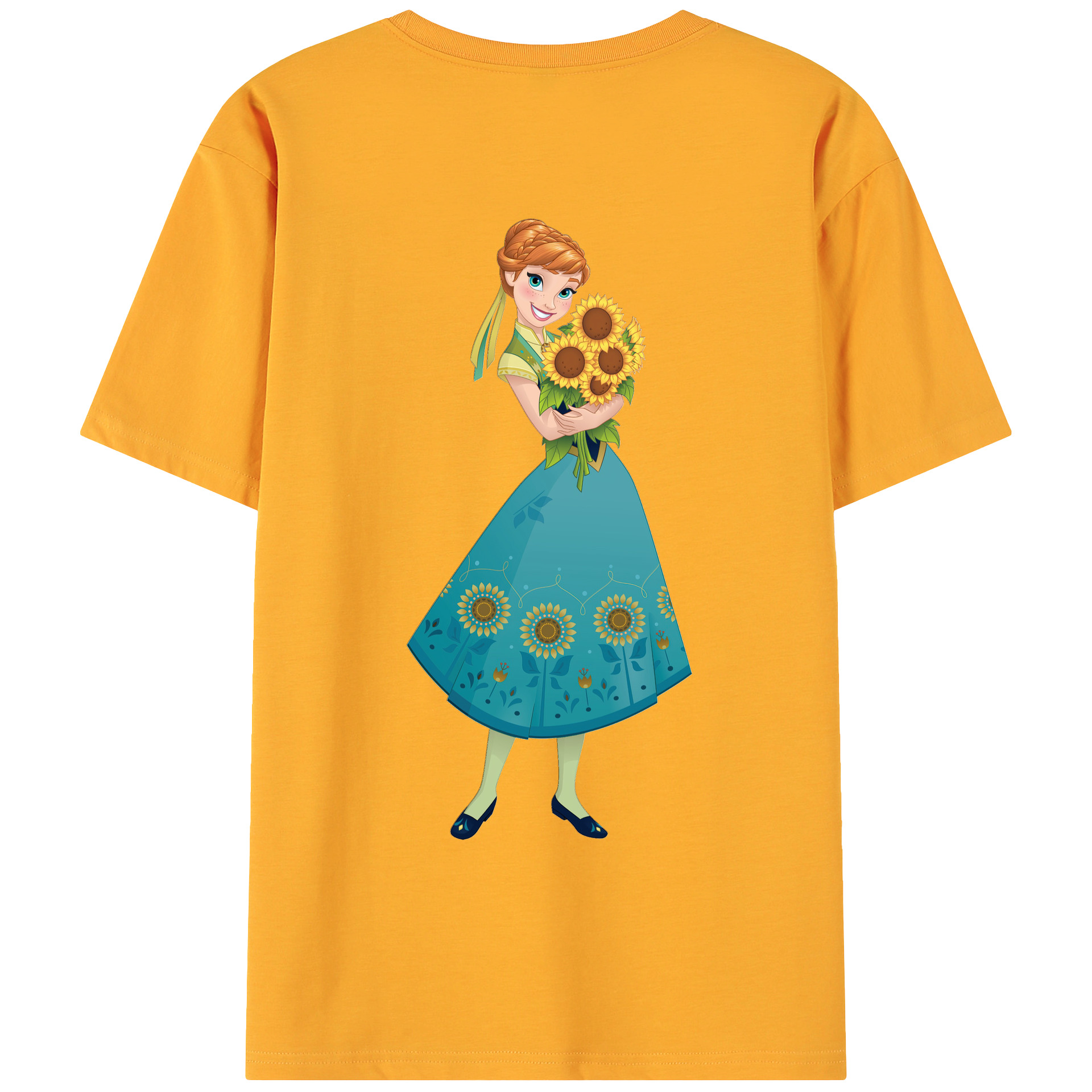 （画像用） アナと雪の女王 アンナ エルサ Frozen Anna Elsa 綿100％ メンズ半袖Tシャツ（バックプリント） 通気性