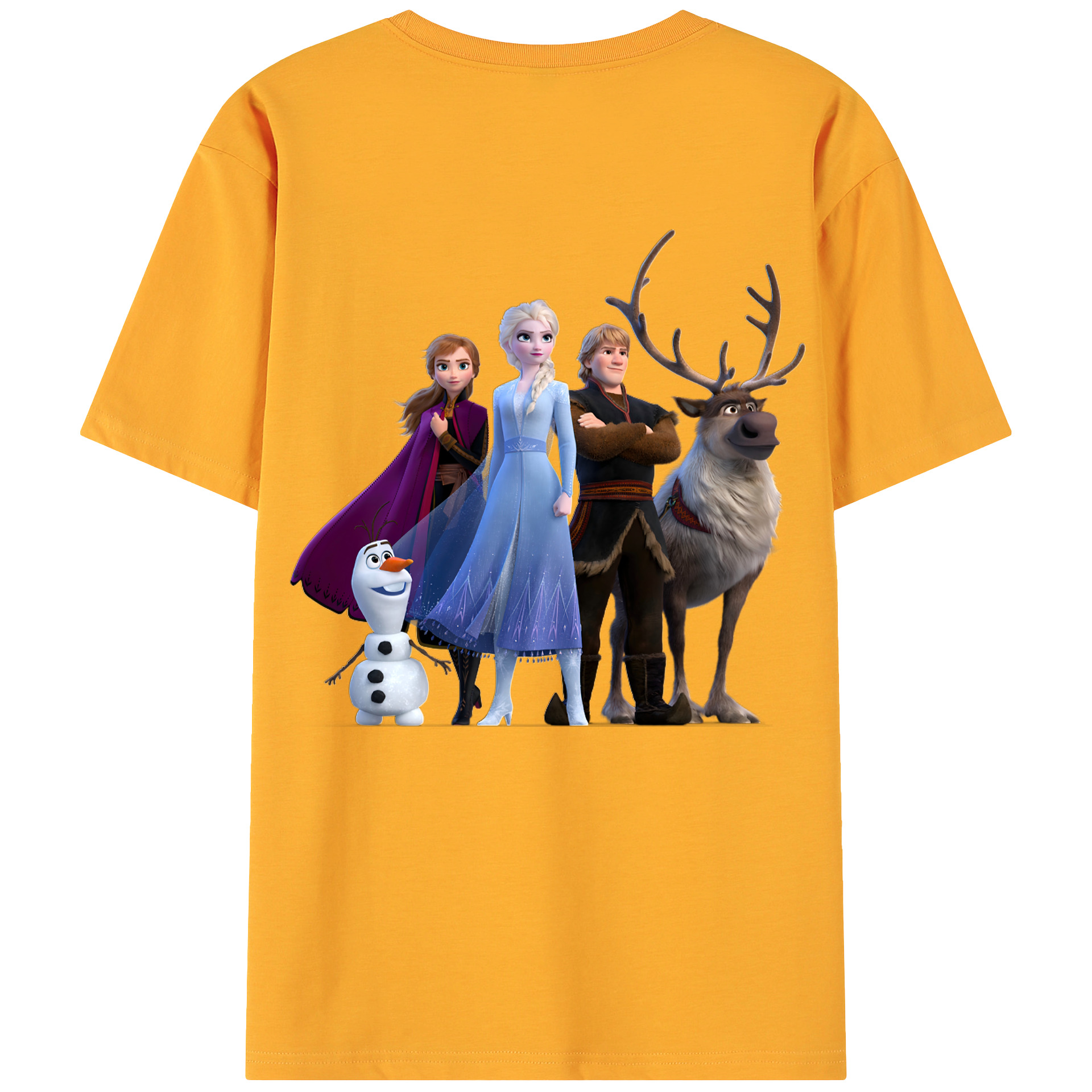 （画像用） アナと雪の女王 アンナ エルサ Frozen Anna Elsa 綿100％ メンズ半袖Tシャツ（バックプリント） 通気性