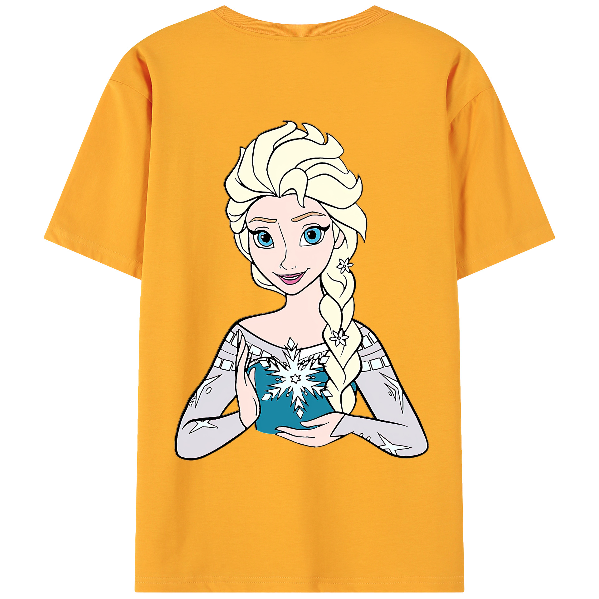 （画像用） アナと雪の女王 アンナ エルサ Frozen Anna Elsa 綿100％ メンズ半袖Tシャツ（バックプリント） 通気性