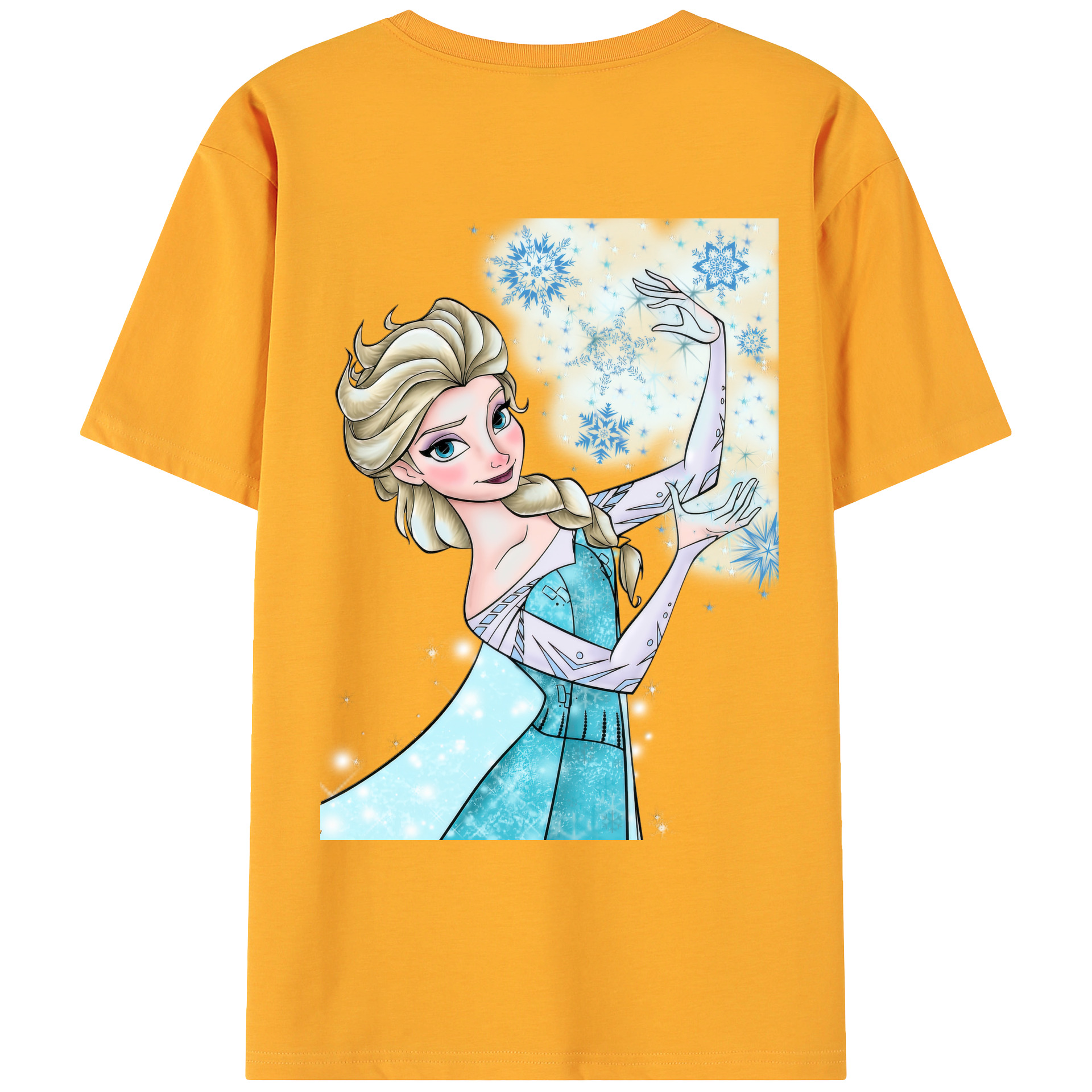 （画像用） アナと雪の女王 アンナ エルサ Frozen Anna Elsa 綿100％ メンズ半袖Tシャツ（バックプリント） 通気性