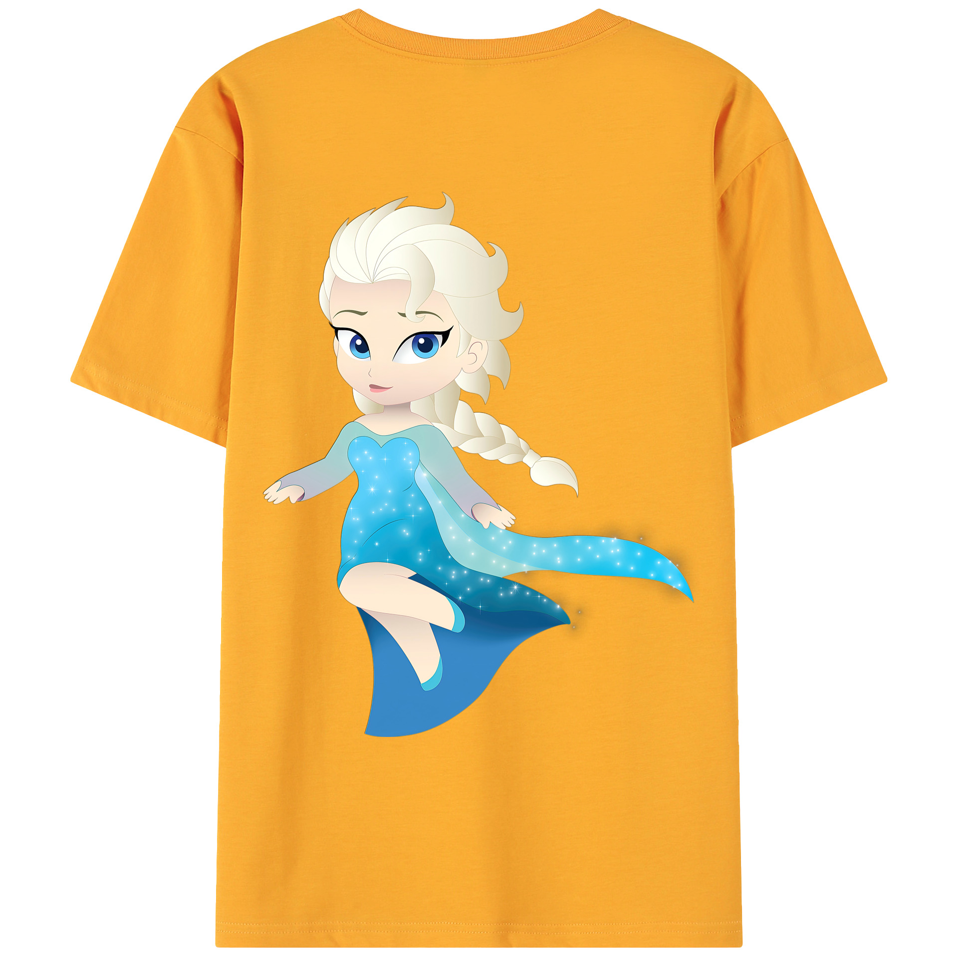 （画像用） アナと雪の女王 アンナ エルサ Frozen Anna Elsa 綿100％ メンズ半袖Tシャツ（バックプリント） 通気性
