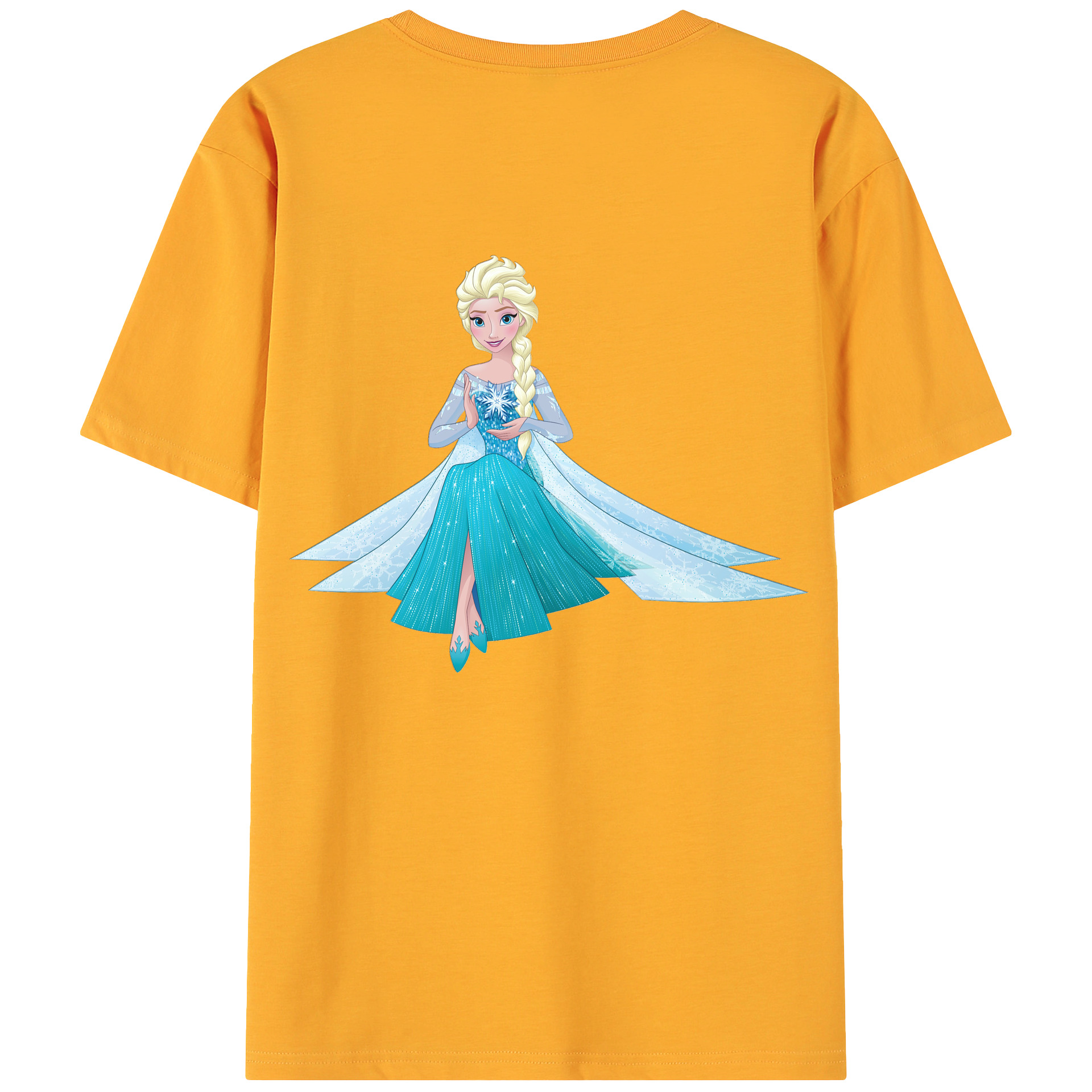 （画像用） アナと雪の女王 アンナ エルサ Frozen Anna Elsa 綿100％ メンズ半袖Tシャツ（バックプリント） 通気性