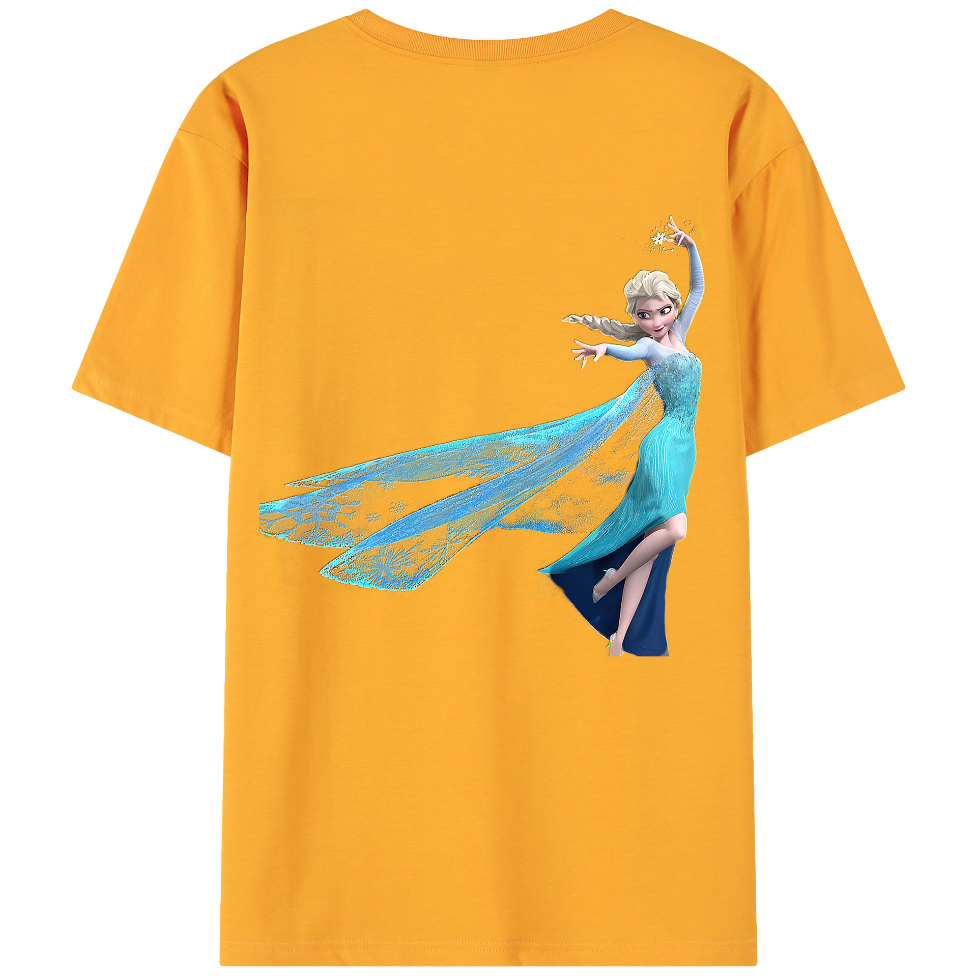 （画像用） アナと雪の女王 アンナ エルサ Frozen Anna Elsa 綿100％ メンズ半袖Tシャツ（バックプリント） 通気性