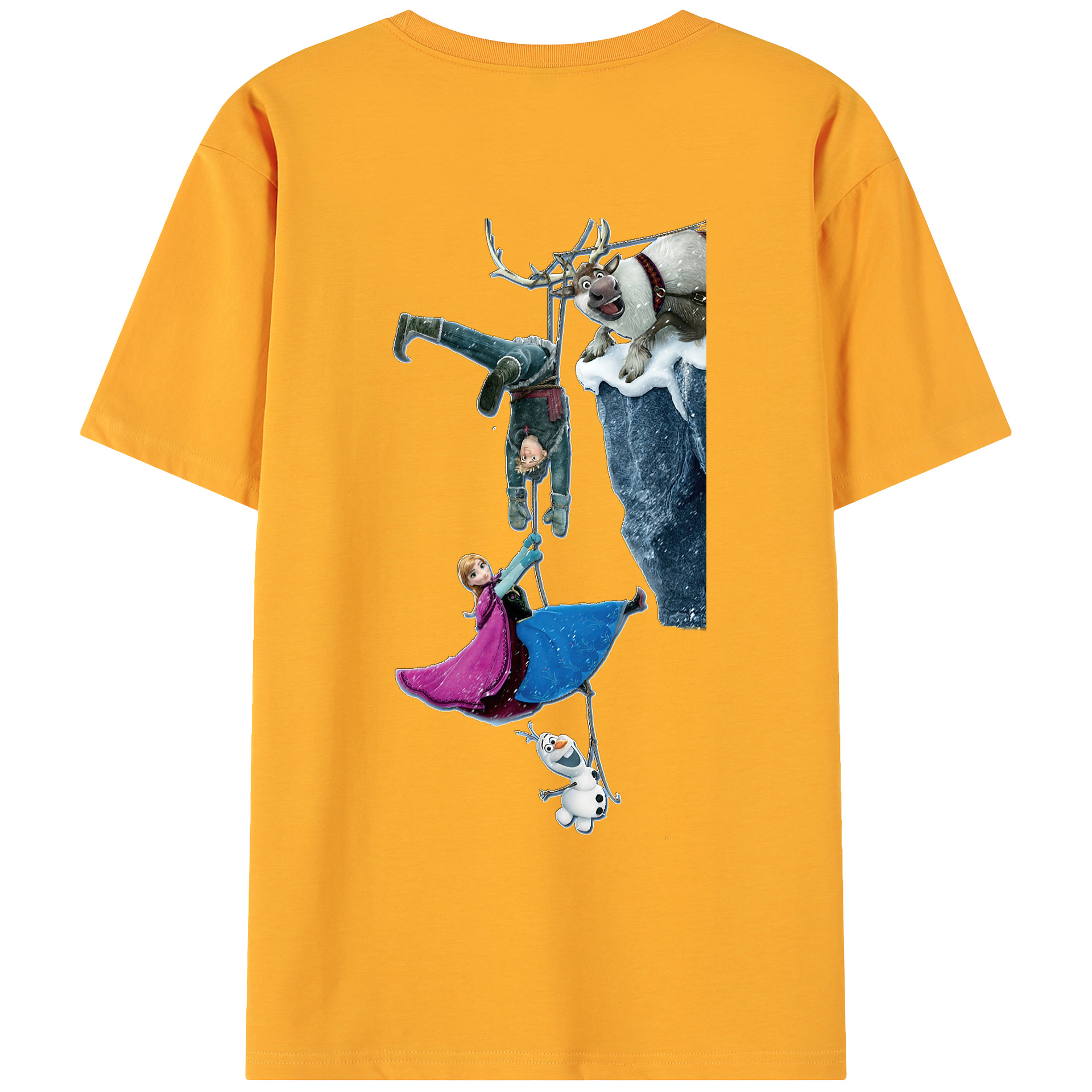 （画像用） アナと雪の女王 アンナ エルサ Frozen Anna Elsa 綿100％ メンズ半袖Tシャツ（バックプリント） 通気性
