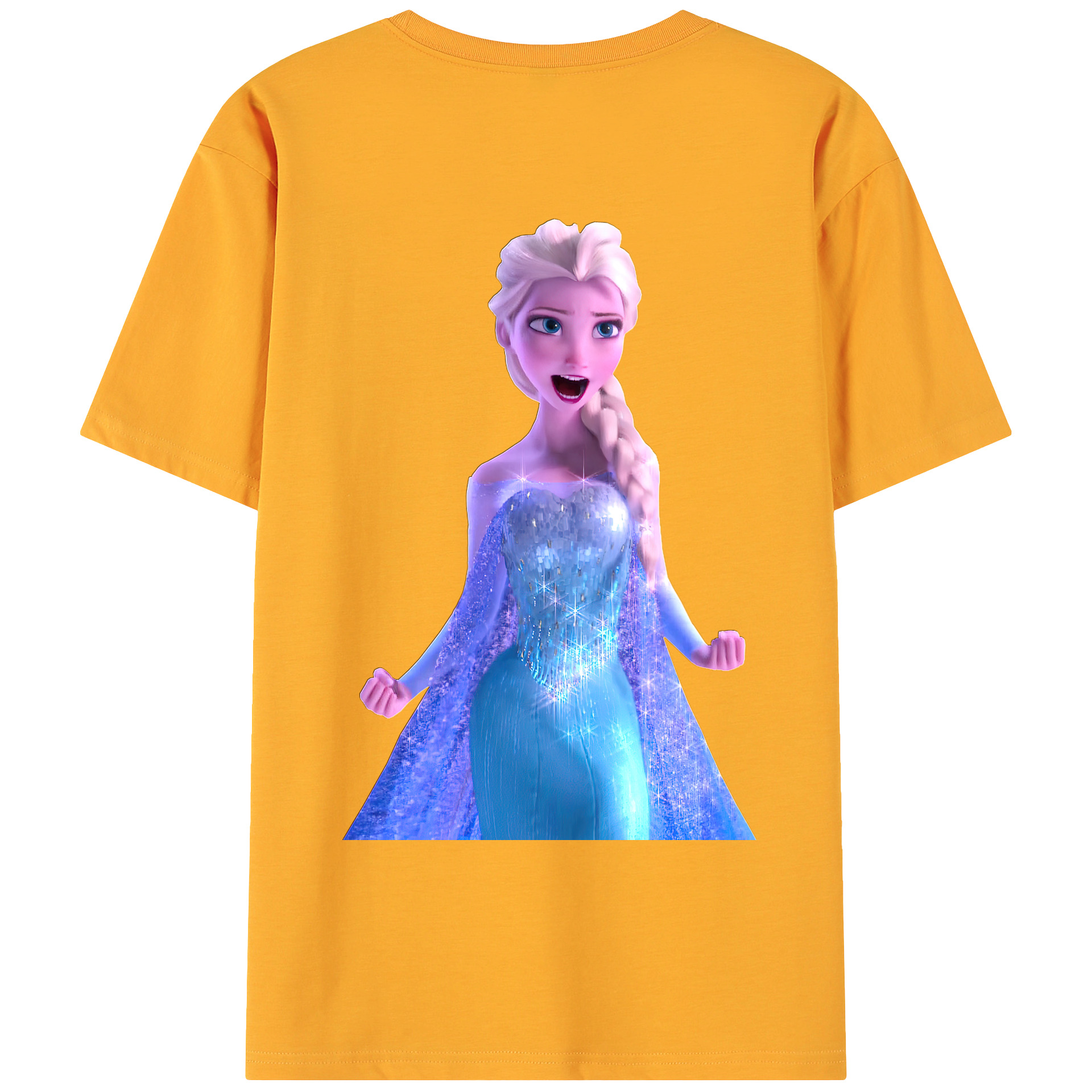 （画像用） アナと雪の女王 アンナ エルサ Frozen Anna Elsa 綿100％ メンズ半袖Tシャツ（バックプリント） 通気性