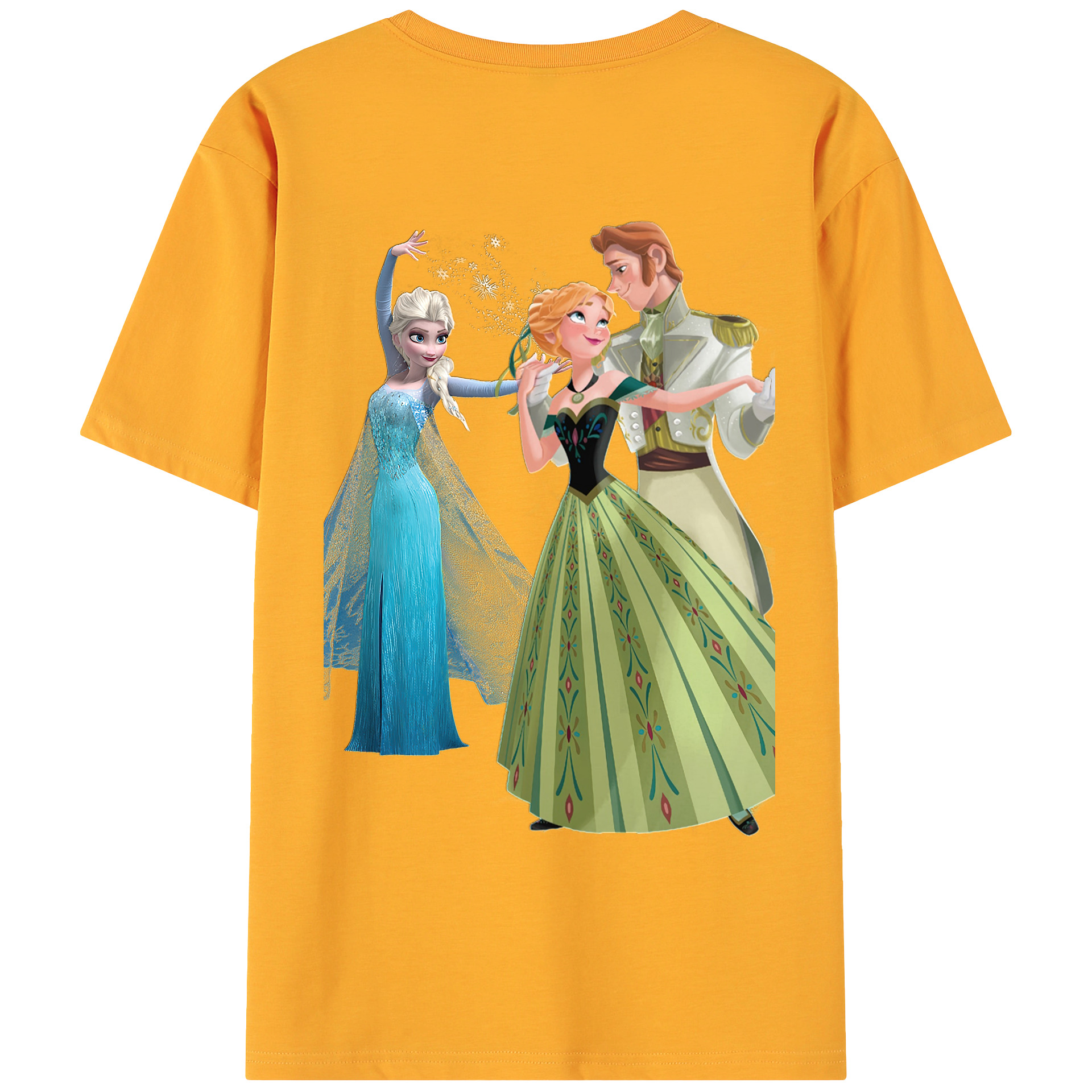 （画像用） アナと雪の女王 アンナ エルサ Frozen Anna Elsa 綿100％ メンズ半袖Tシャツ（バックプリント） 通気性
