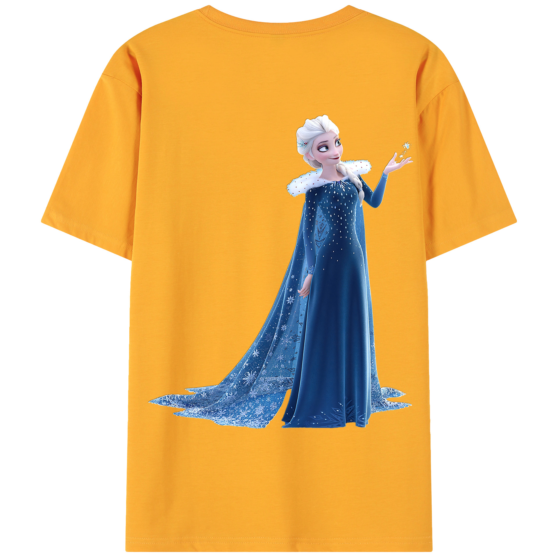 （画像用） アナと雪の女王 アンナ エルサ Frozen Anna Elsa 綿100％ メンズ半袖Tシャツ（バックプリント） 通気性