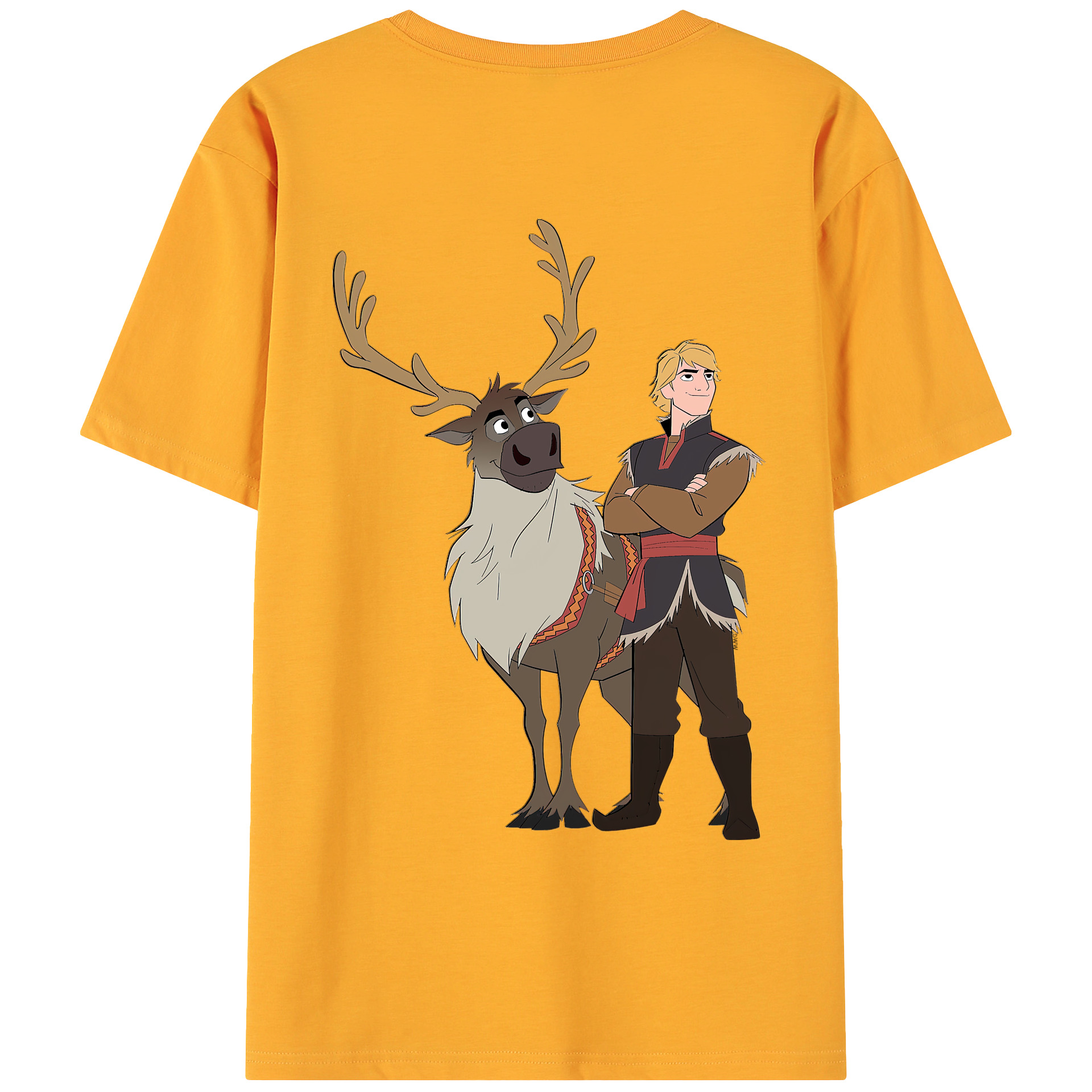 （画像用） アナと雪の女王 アンナ エルサ Frozen Anna Elsa 綿100％ メンズ半袖Tシャツ（バックプリント） 通気性