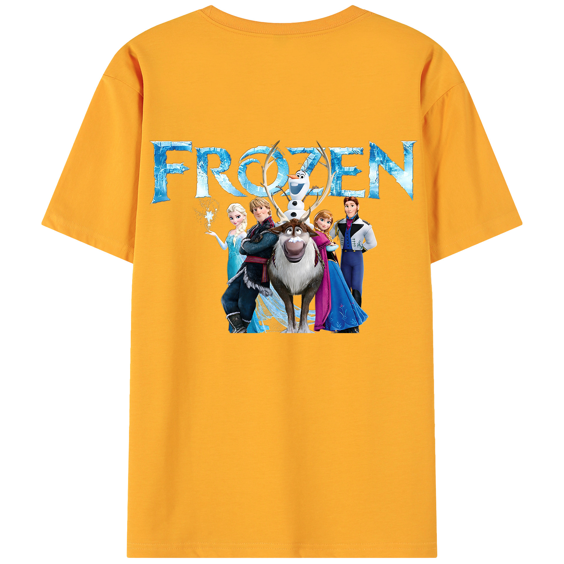 （画像用） アナと雪の女王 アンナ エルサ Frozen Anna Elsa 綿100％ メンズ半袖Tシャツ（バックプリント） 通気性