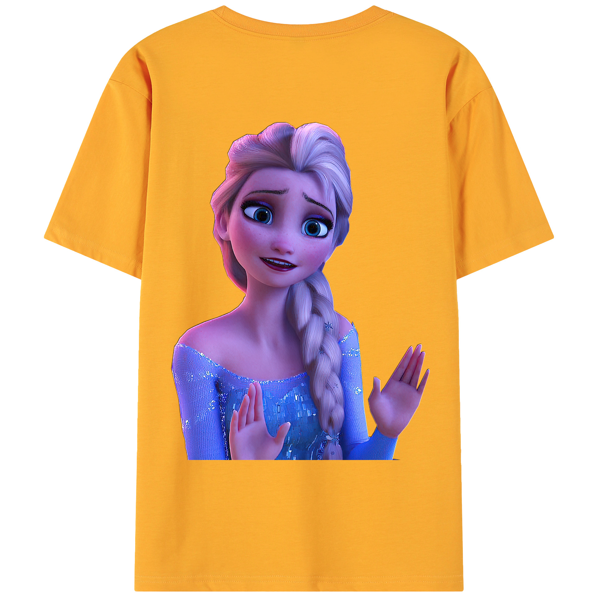 （画像用） アナと雪の女王 アンナ エルサ Frozen Anna Elsa 綿100％ メンズ半袖Tシャツ（バックプリント） 通気性