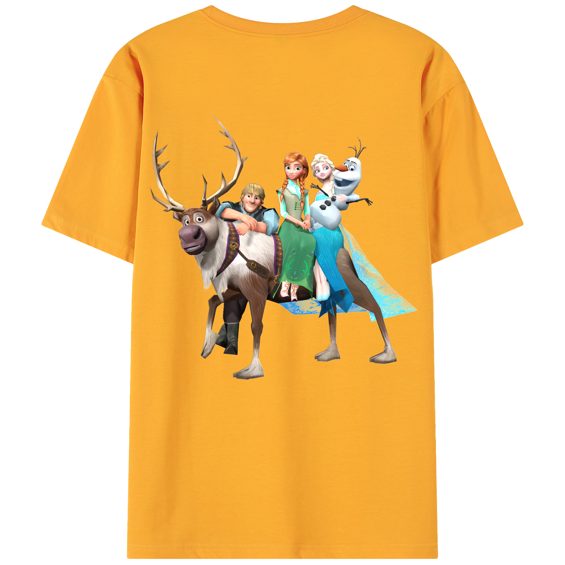 （画像用） アナと雪の女王 アンナ エルサ Frozen Anna Elsa 綿100％ メンズ半袖Tシャツ（バックプリント） 通気性